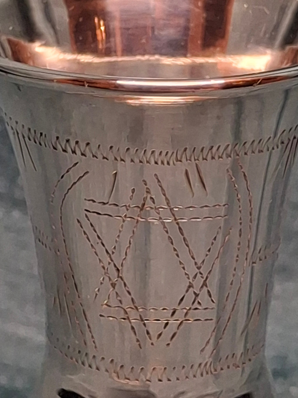 Vintage Sterling Silver Kiddush Cup and Saucer Set with Star of David Engraving 90 Grams
