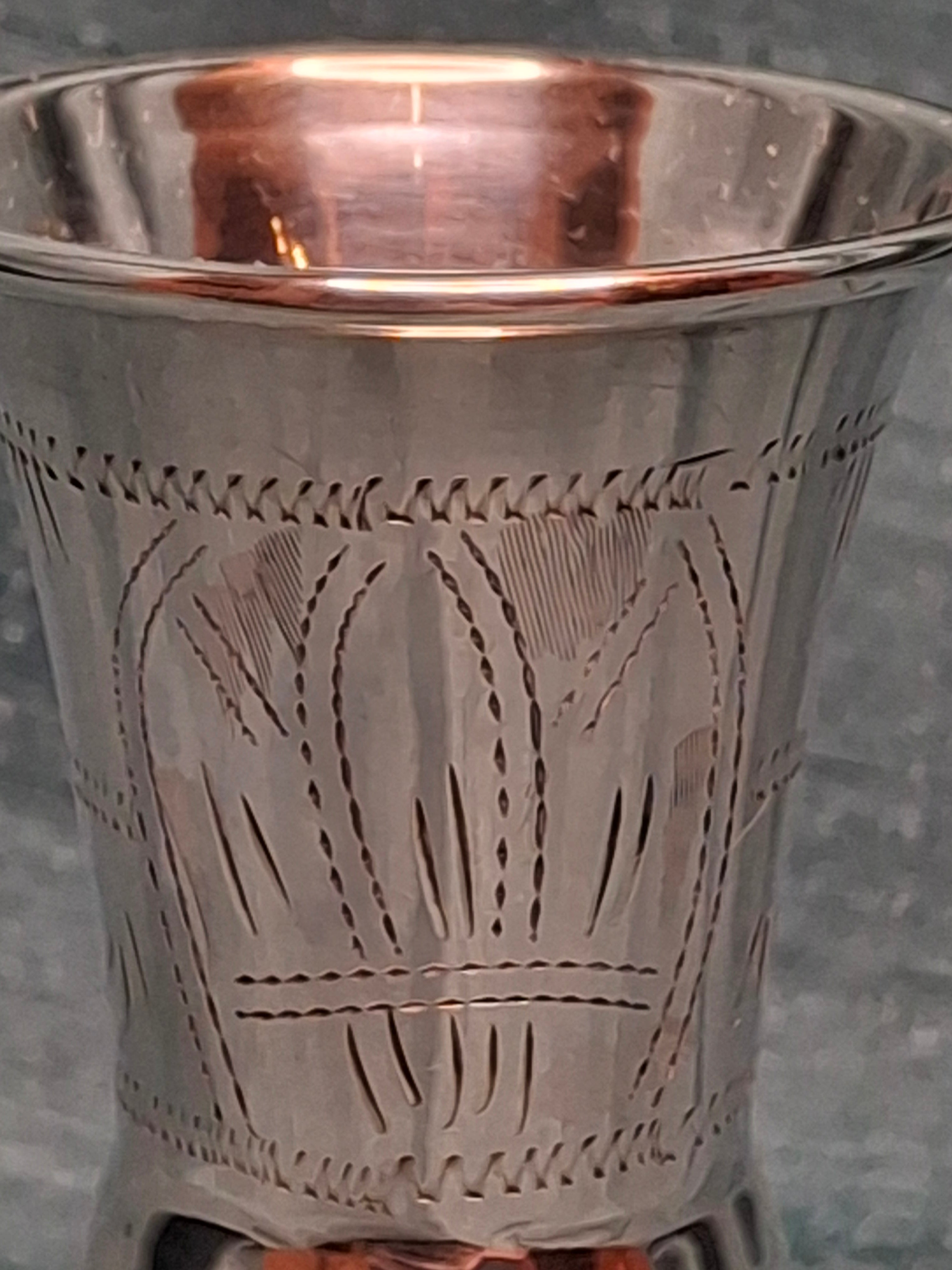 Vintage Sterling Silver Kiddush Cup and Saucer Set with Star of David Engraving 90 Grams