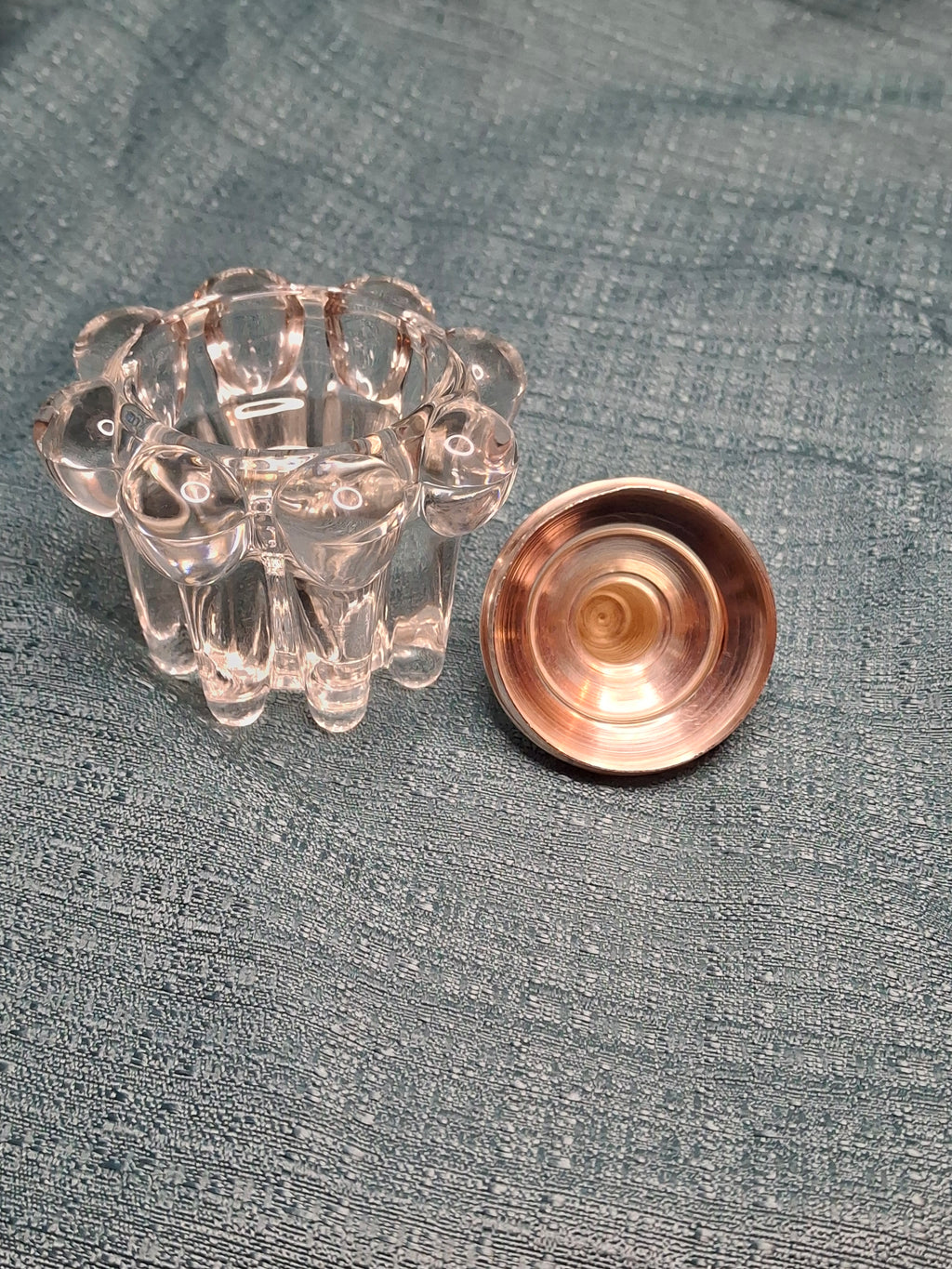 Vintage French Crystal Honey Dish with Silver-Plated Lid and Israeli Silver-Plated Holder Stand by Eisenstein - Judaica Rosh Hashanah Set "Land of Milk and Honey"