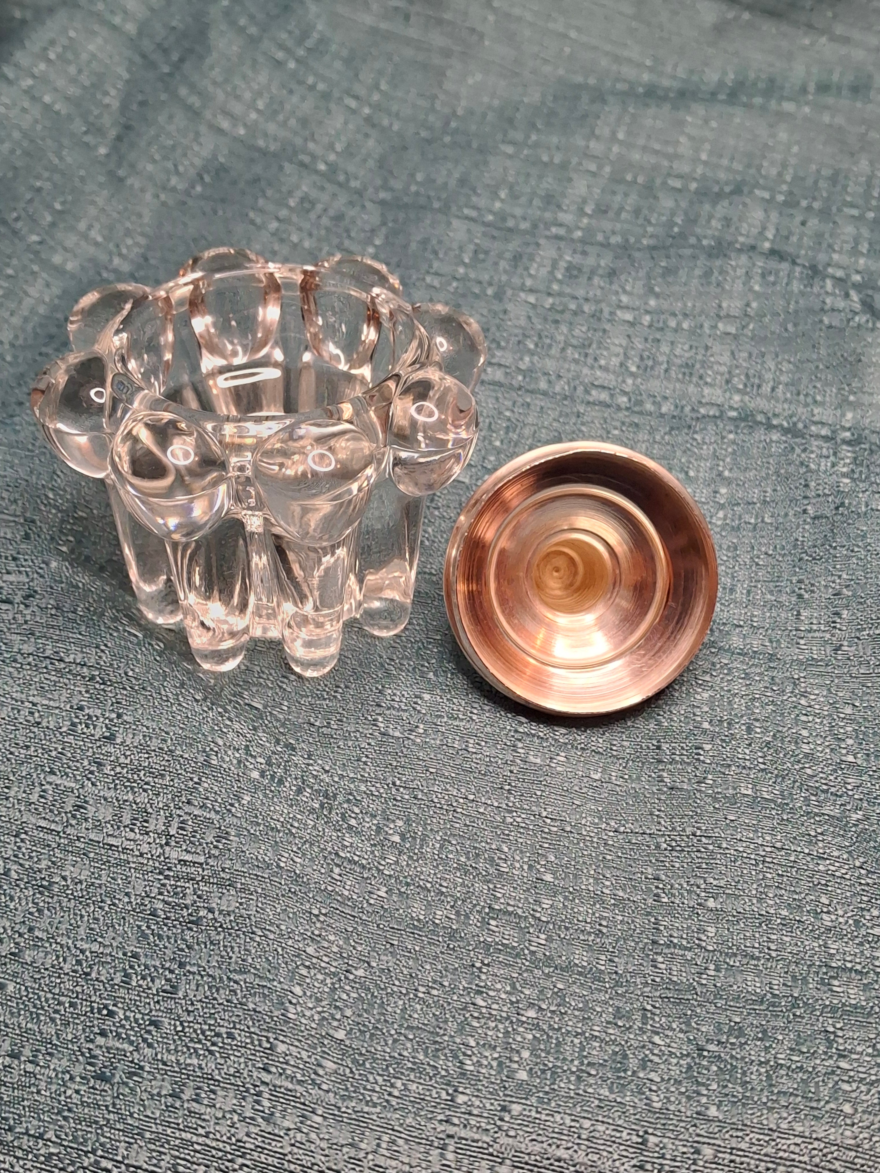 Vintage French Crystal Honey Dish with Silver-Plated Lid and Israeli Silver-Plated Holder Stand by Eisenstein - Judaica Rosh Hashanah Set "Land of Milk and Honey"