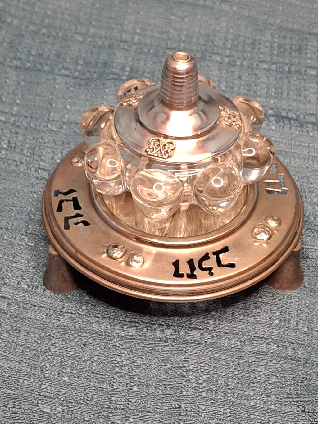 Vintage French Crystal Honey Dish with Silver-Plated Lid and Israeli Silver-Plated Holder Stand by Eisenstein - Judaica Rosh Hashanah Set "Land of Milk and Honey"