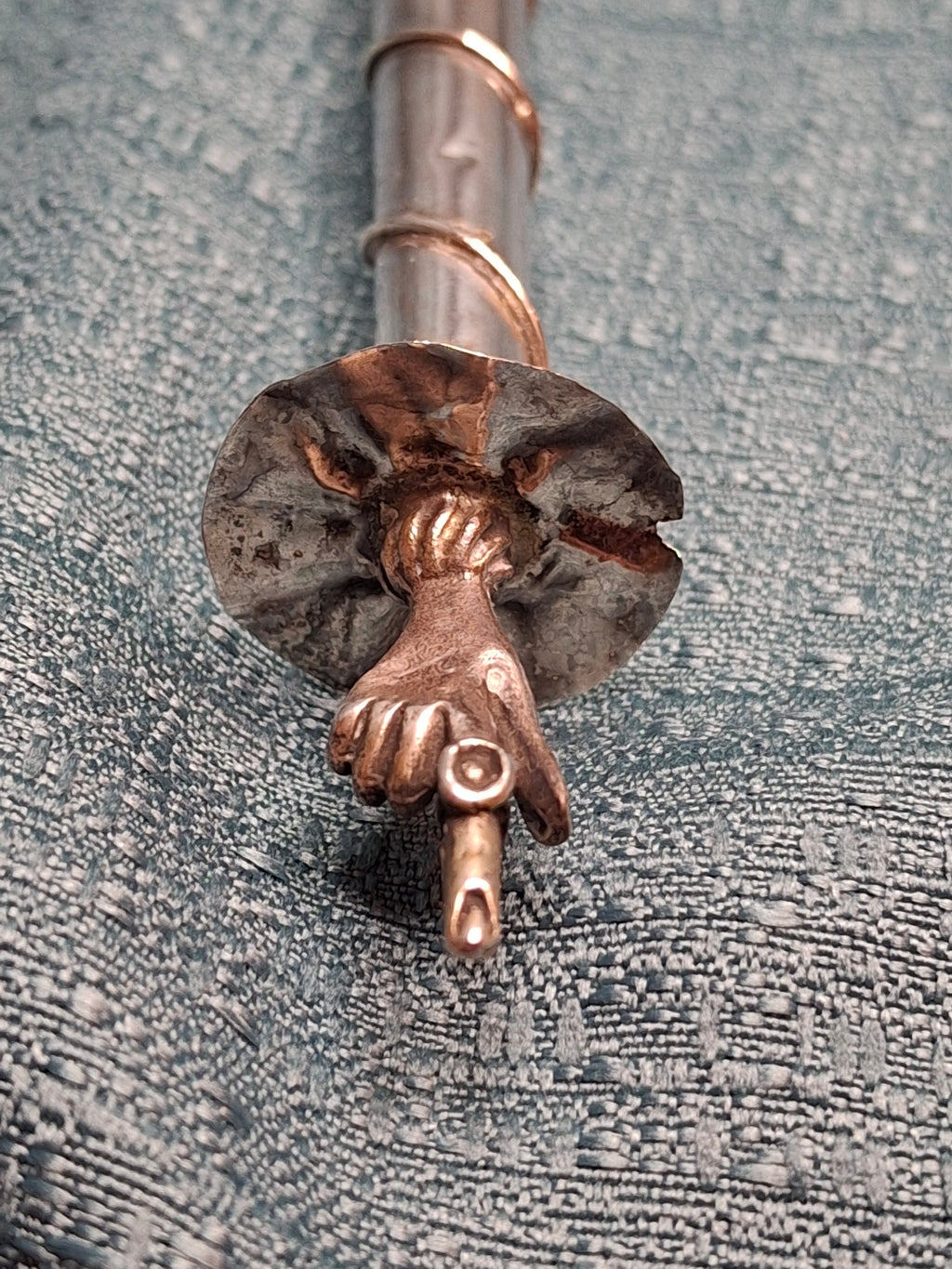 Antique 1873 Russian Imperial Silver Torah Pointer Yad with Fiddler Finial, Moscow Hallmarks