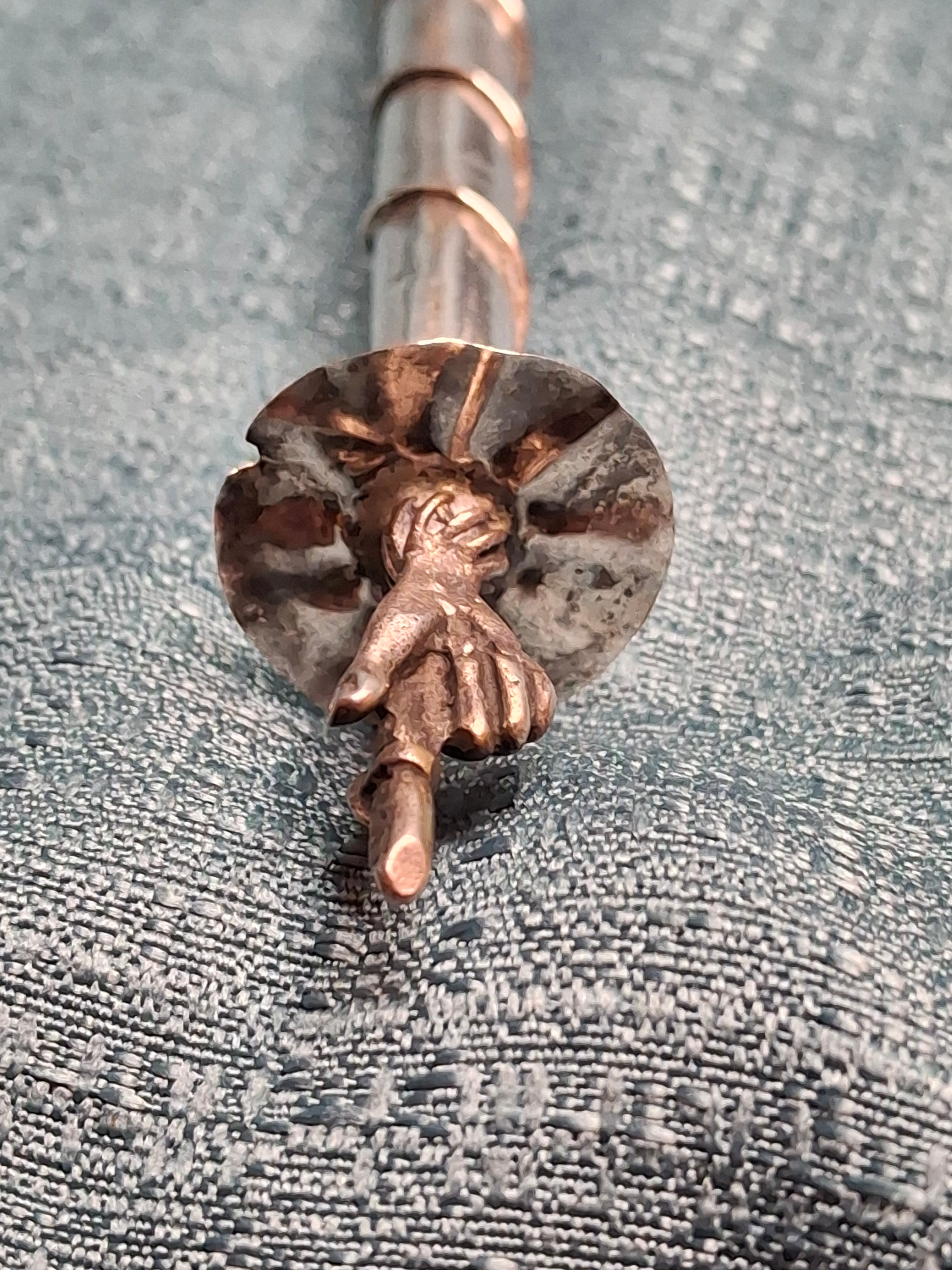 Antique 1873 Russian Imperial Silver Torah Pointer Yad with Fiddler Finial, Moscow Hallmarks
