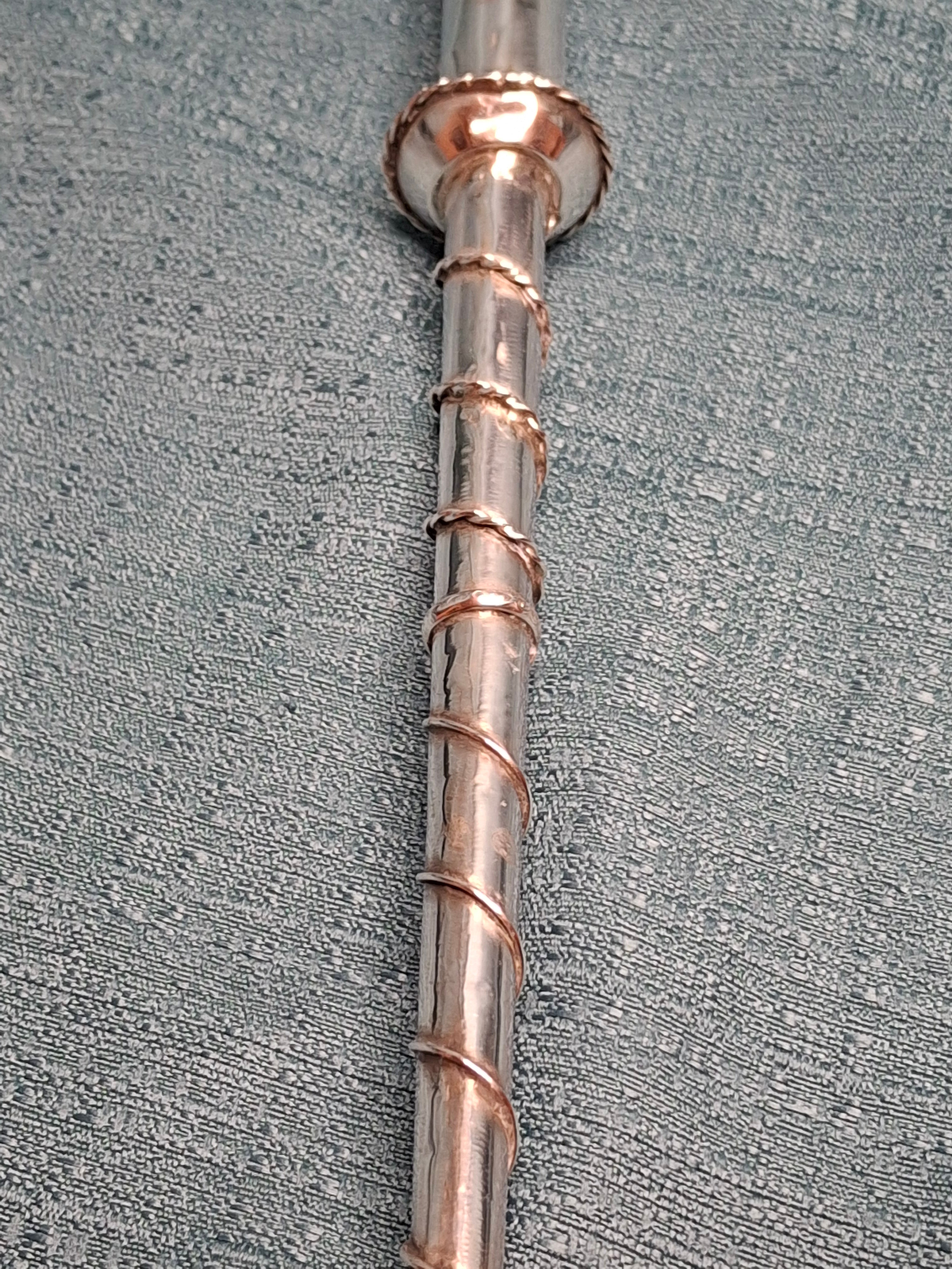 Antique 1873 Russian Imperial Silver Torah Pointer Yad with Fiddler Finial, Moscow Hallmarks