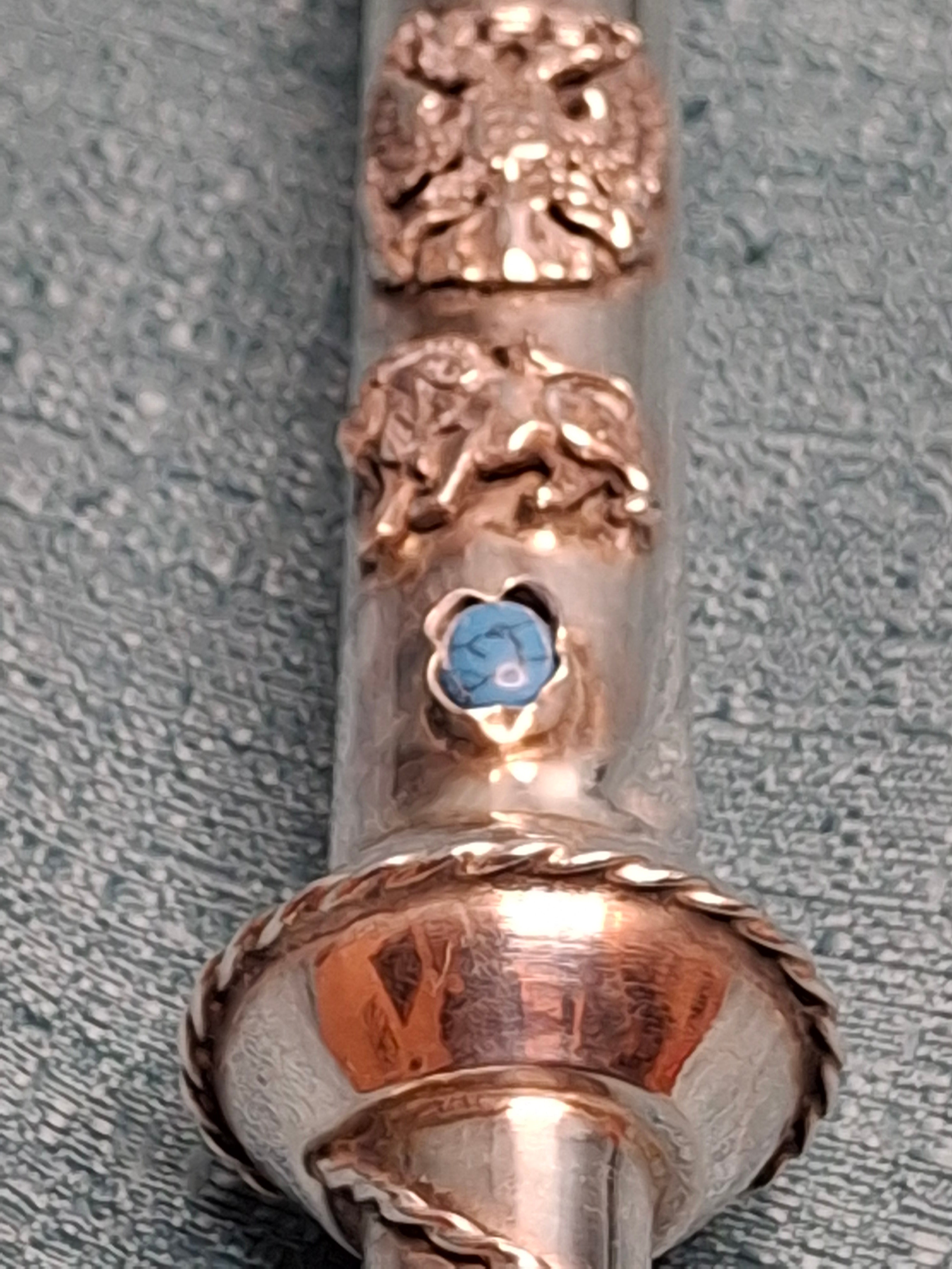 Antique 1873 Russian Imperial Silver Torah Pointer Yad with Fiddler Finial, Moscow Hallmarks
