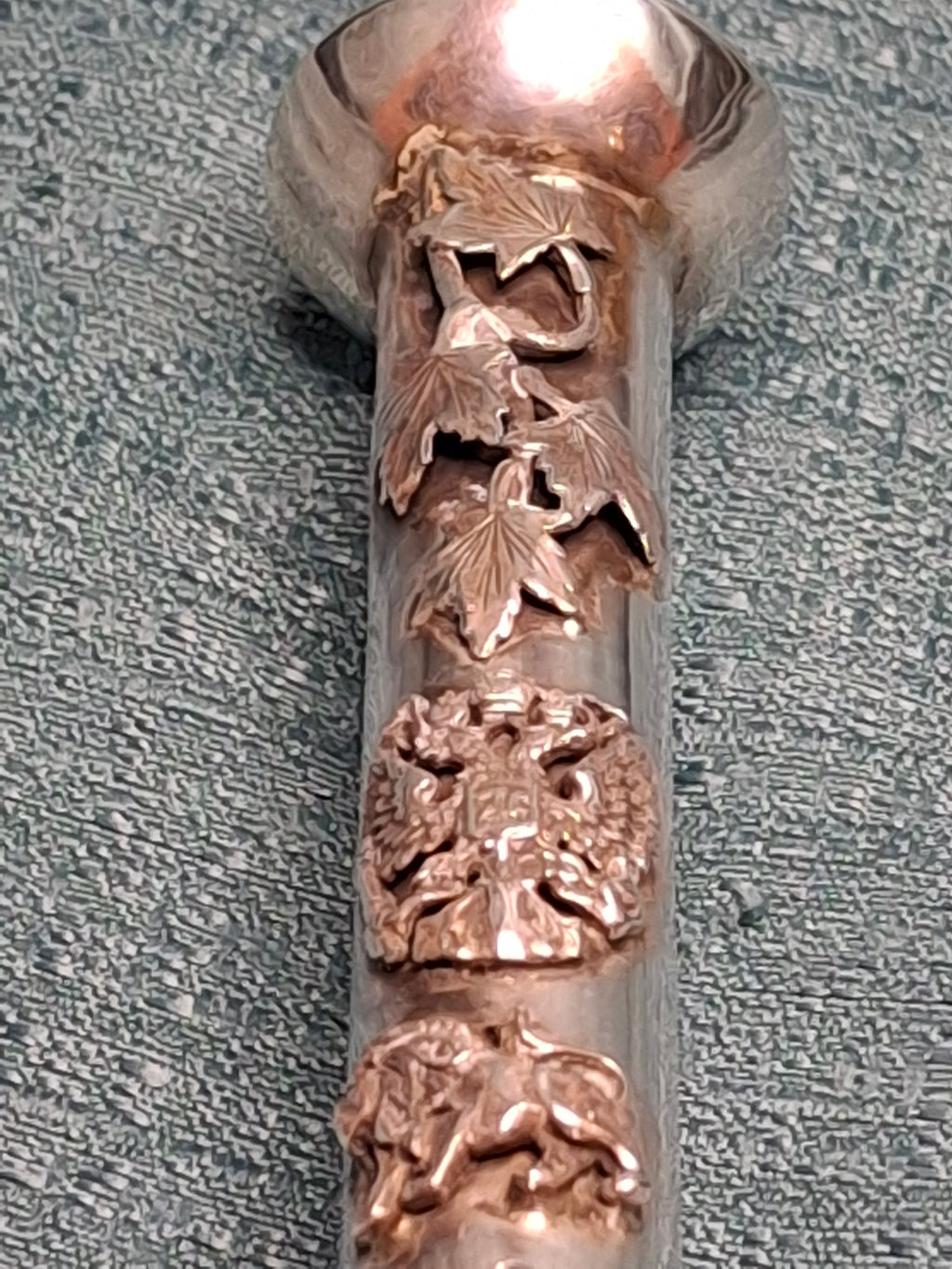 Antique 1873 Russian Imperial Silver Torah Pointer Yad with Fiddler Finial, Moscow Hallmarks