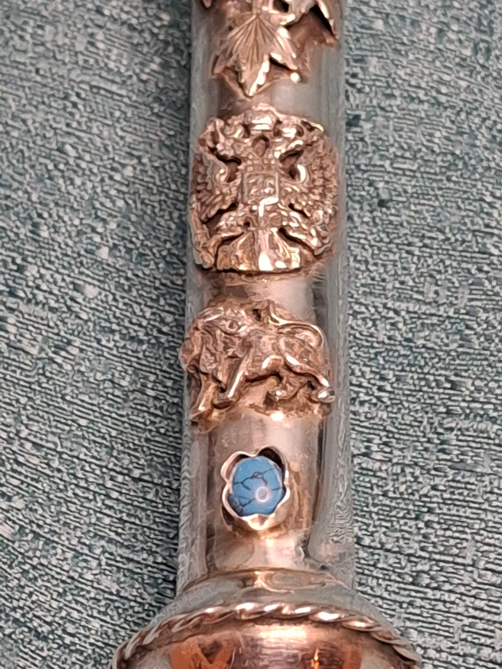 Antique 1873 Russian Imperial Silver Torah Pointer Yad with Fiddler Finial, Moscow Hallmarks