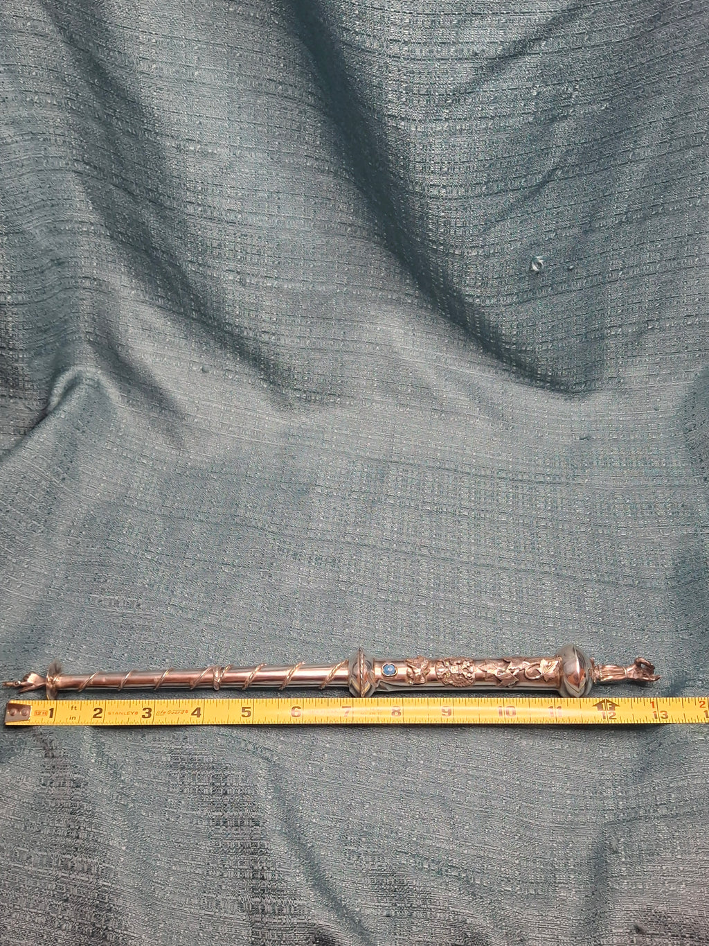 Antique 1873 Russian Imperial Silver Torah Pointer Yad with Fiddler Finial, Moscow Hallmarks