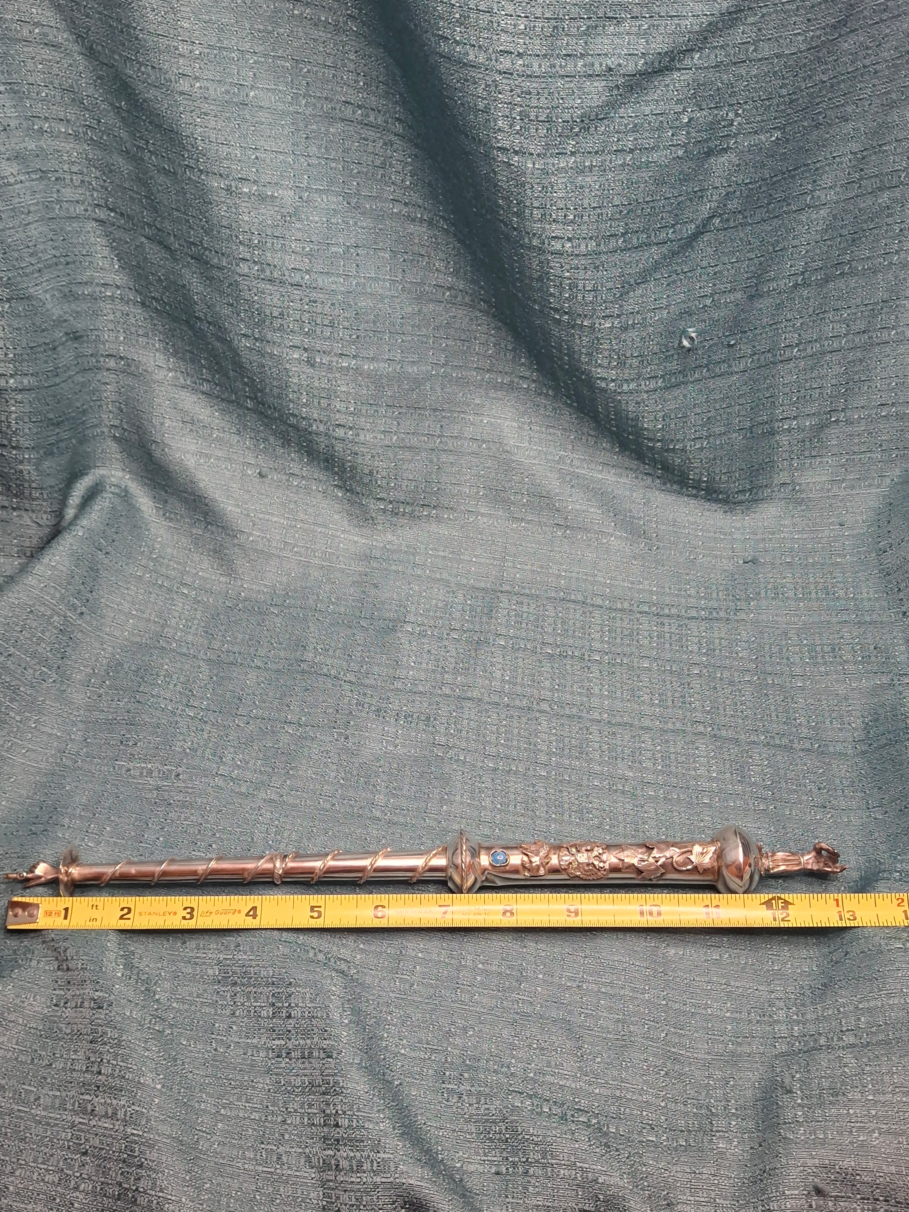 Antique 1873 Russian Imperial Silver Torah Pointer Yad with Fiddler Finial, Moscow Hallmarks