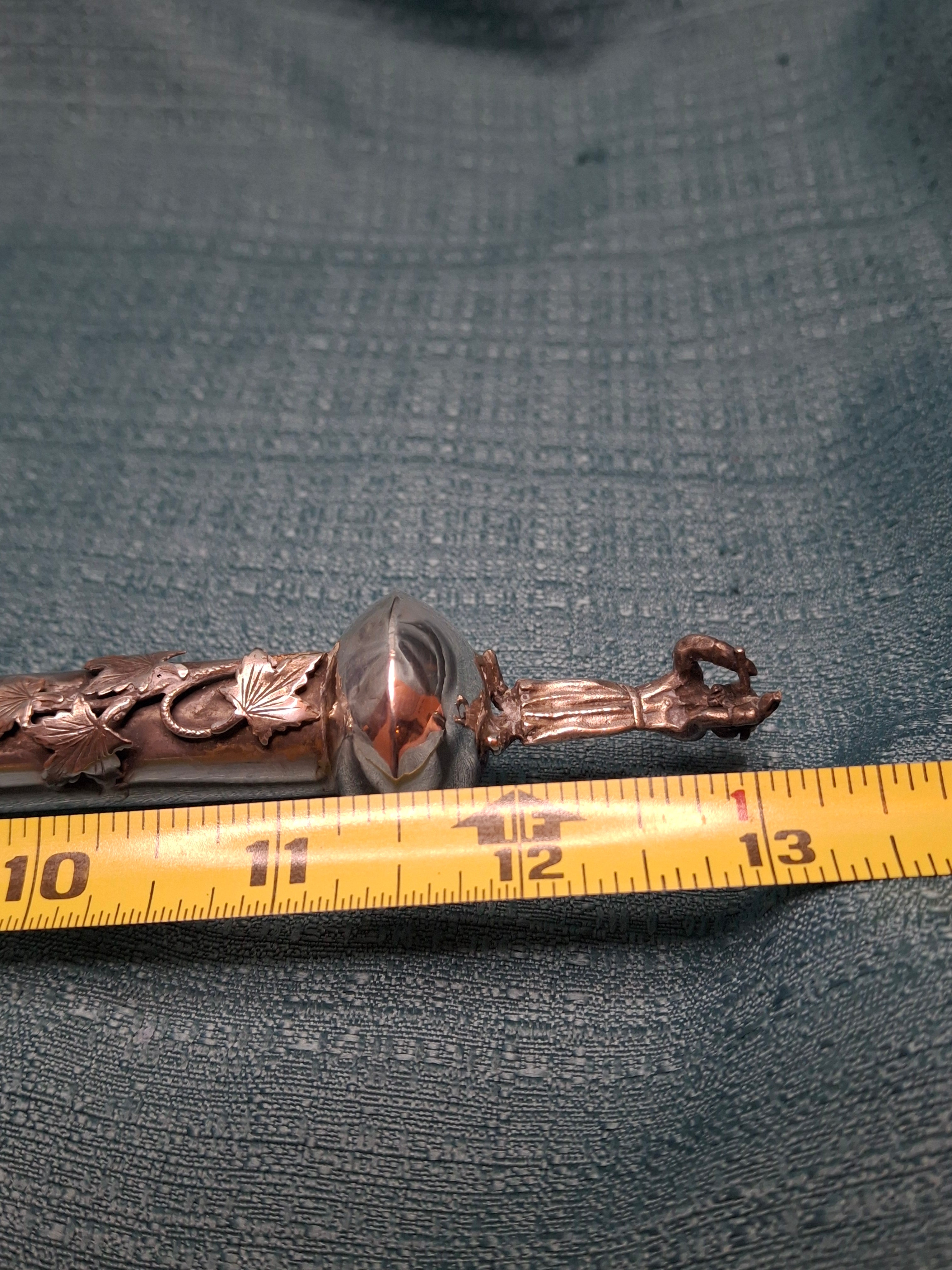 Antique 1873 Russian Imperial Silver Torah Pointer Yad with Fiddler Finial, Moscow Hallmarks