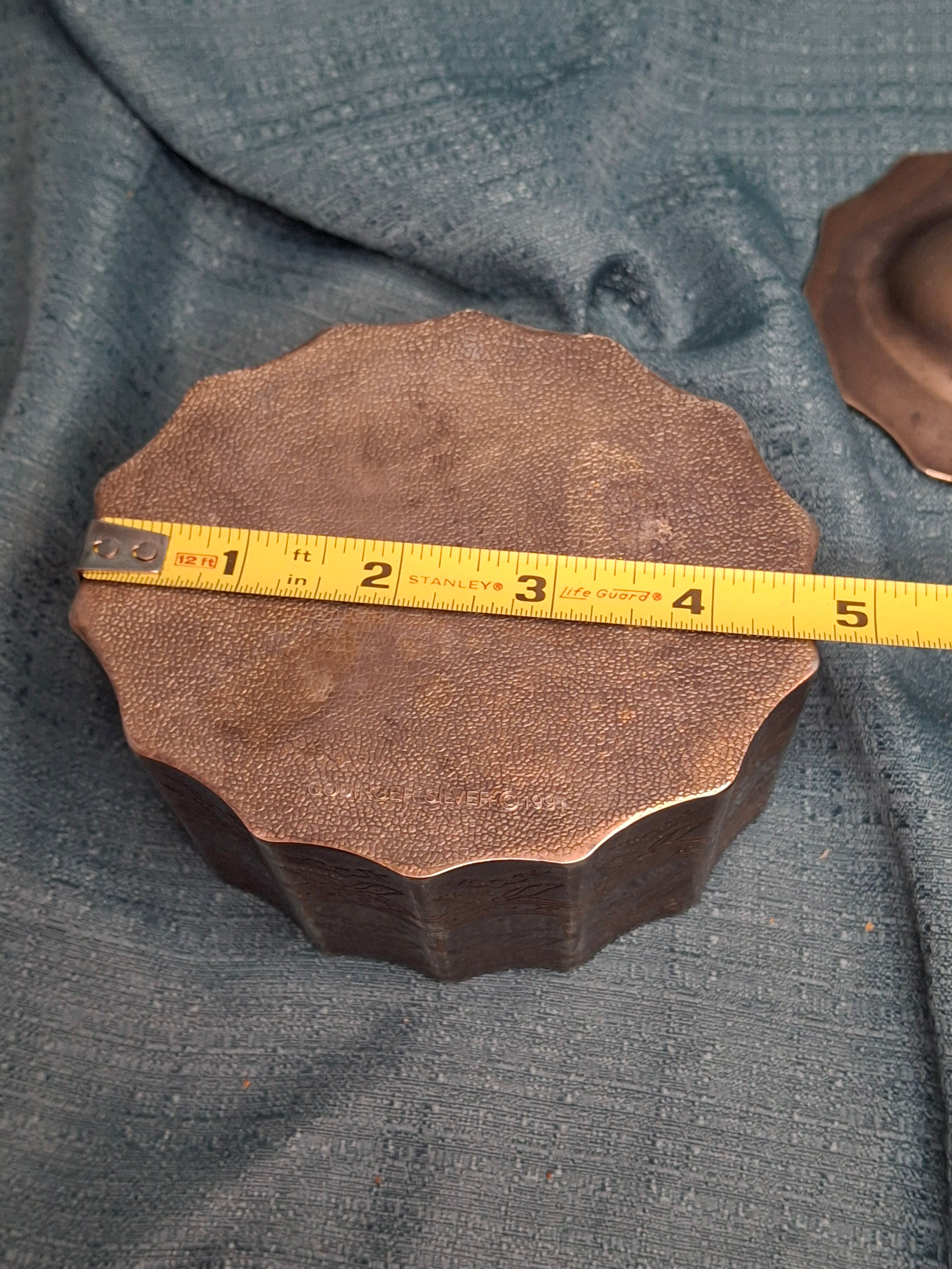 Vintage 1991 Godinger Silver Plated Etrog Box - Judaica Trinket Container with Red Velvet Interior