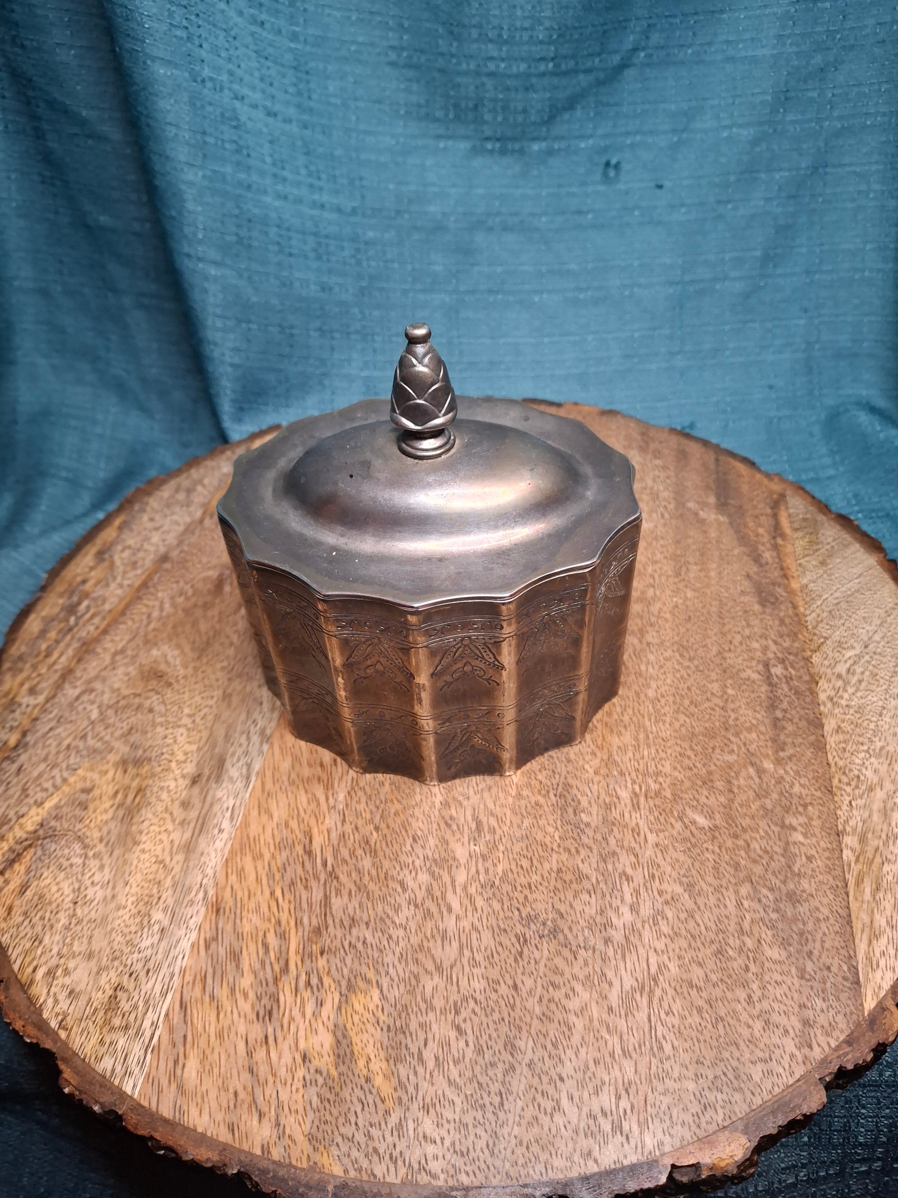 Vintage 1991 Godinger Silver Plated Etrog Box - Judaica Trinket Container with Red Velvet Interior