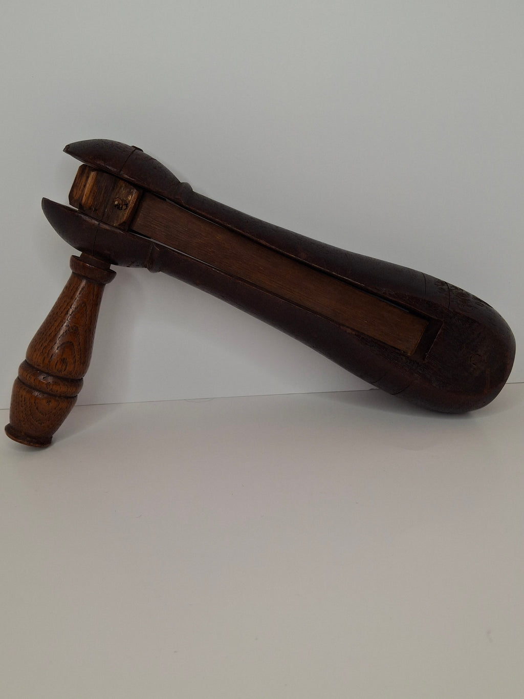Antique Victorian Wooden Purim Gragger Grogger | 19thC Judaica Ratchet Noisemaker | Dark Walnut Trench Style Gas Alarm