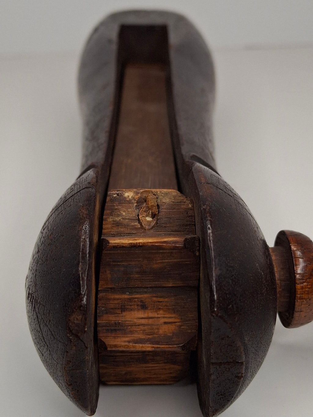 Antique Victorian Wooden Purim Gragger Grogger | 19thC Judaica Ratchet Noisemaker | Dark Walnut Trench Style Gas Alarm