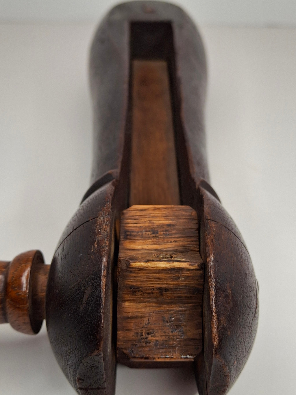 Antique Victorian Wooden Purim Gragger Grogger | 19thC Judaica Ratchet Noisemaker | Dark Walnut Trench Style Gas Alarm