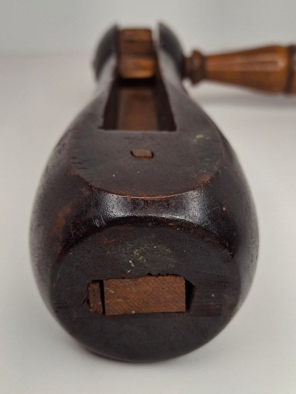 Antique Victorian Wooden Purim Gragger Grogger | 19thC Judaica Ratchet Noisemaker | Dark Walnut Trench Style Gas Alarm