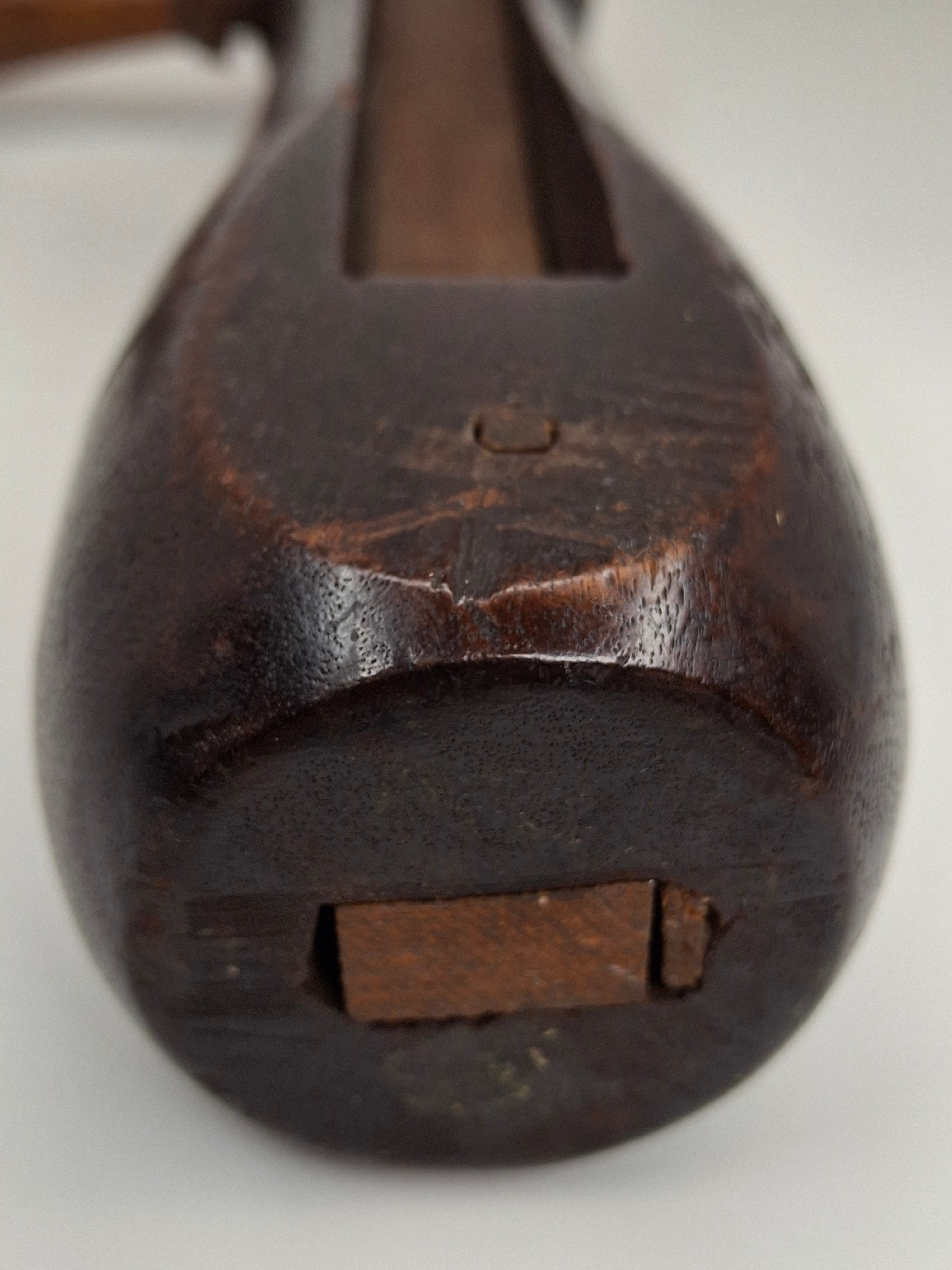 Antique Victorian Wooden Purim Gragger Grogger | 19thC Judaica Ratchet Noisemaker | Dark Walnut Trench Style Gas Alarm