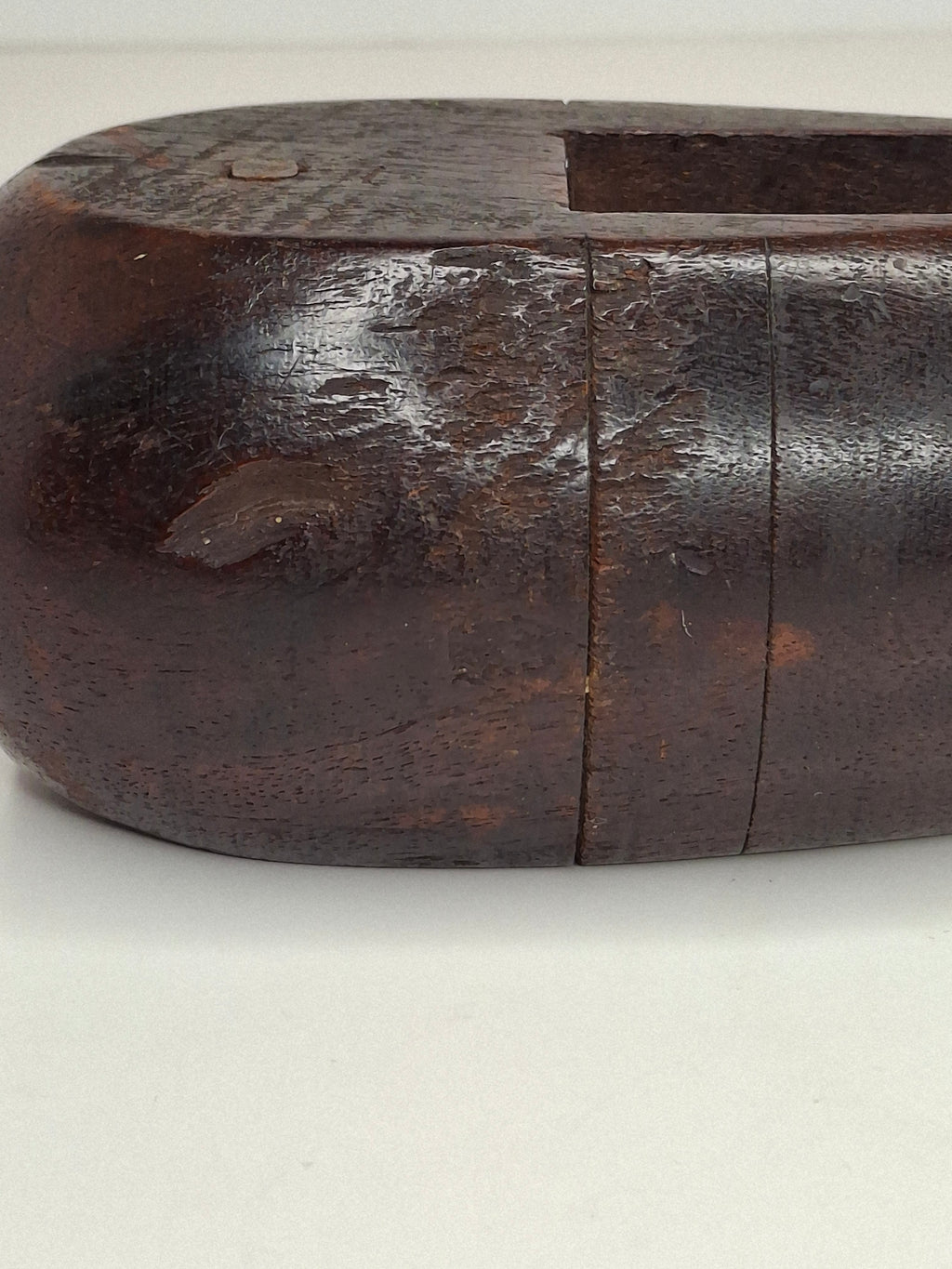 Antique Victorian Wooden Purim Gragger Grogger | 19thC Judaica Ratchet Noisemaker | Dark Walnut Trench Style Gas Alarm