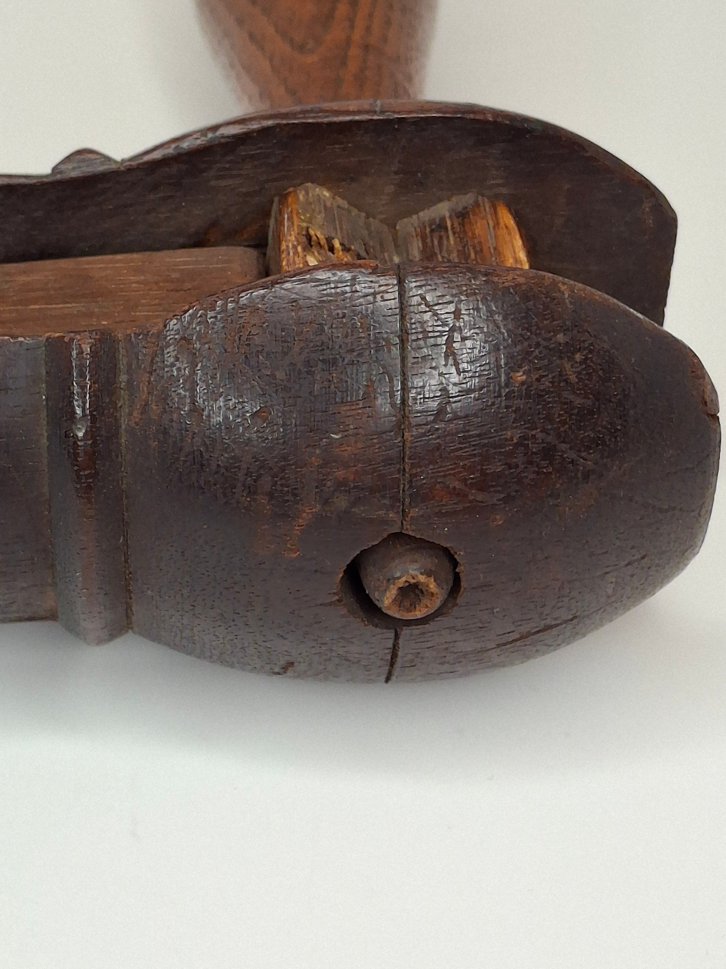 Antique Victorian Wooden Purim Gragger Grogger | 19thC Judaica Ratchet Noisemaker | Dark Walnut Trench Style Gas Alarm