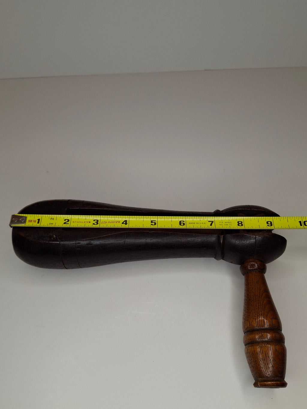Antique Victorian Wooden Purim Gragger Grogger | 19thC Judaica Ratchet Noisemaker | Dark Walnut Trench Style Gas Alarm