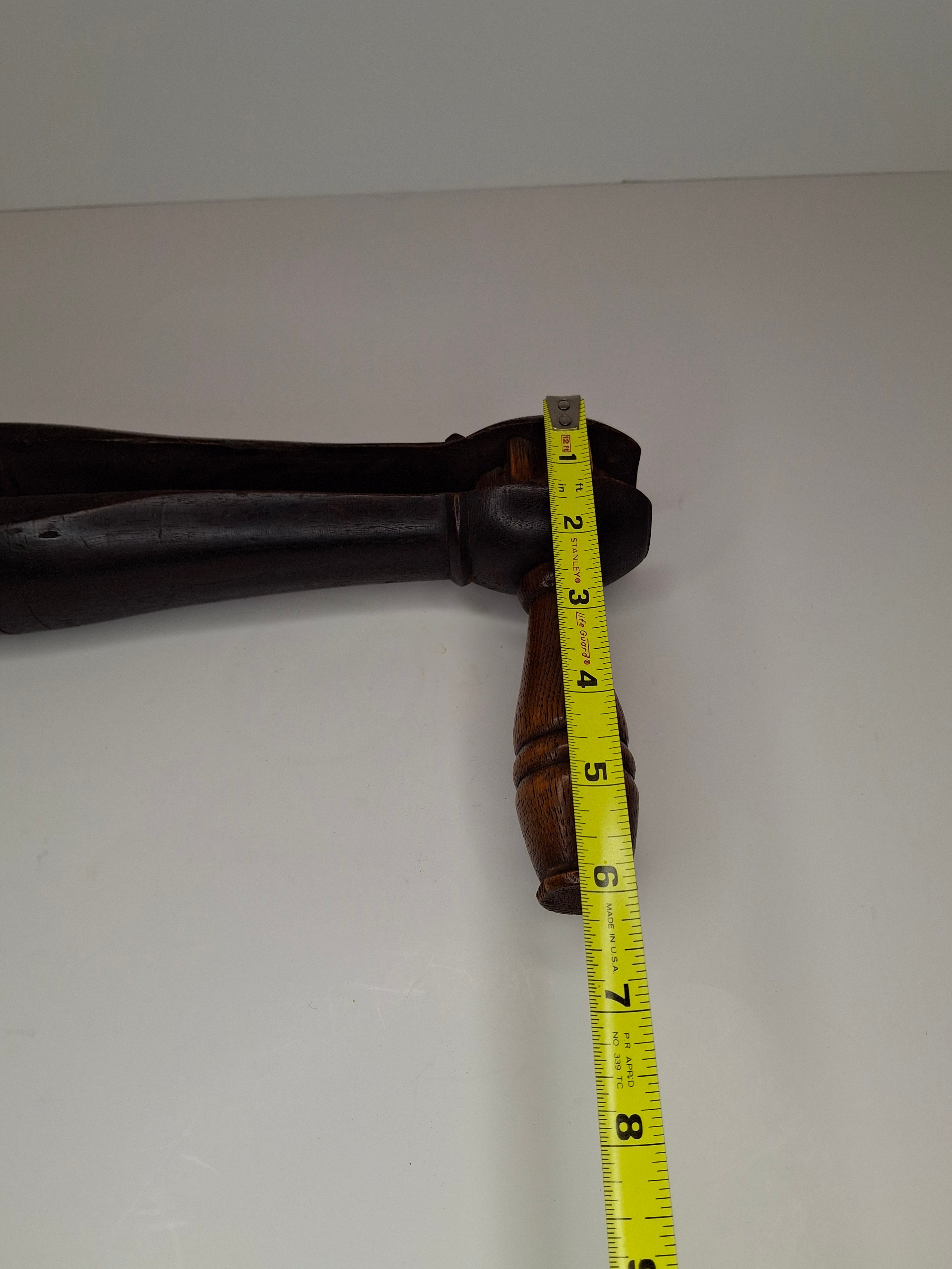 Antique Victorian Wooden Purim Gragger Grogger | 19thC Judaica Ratchet Noisemaker | Dark Walnut Trench Style Gas Alarm