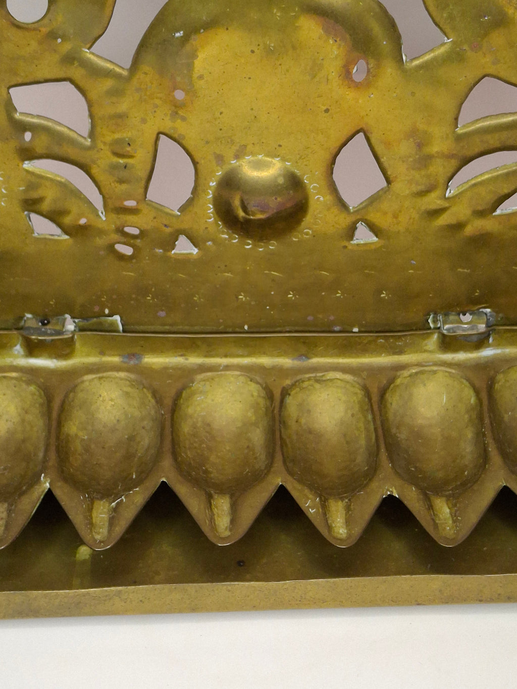 RARE Museum-Quality 18th C. Dutch Brass Hanukkah Menorah Oil Lamp Heart Repoussé Holland 1892 Provenance