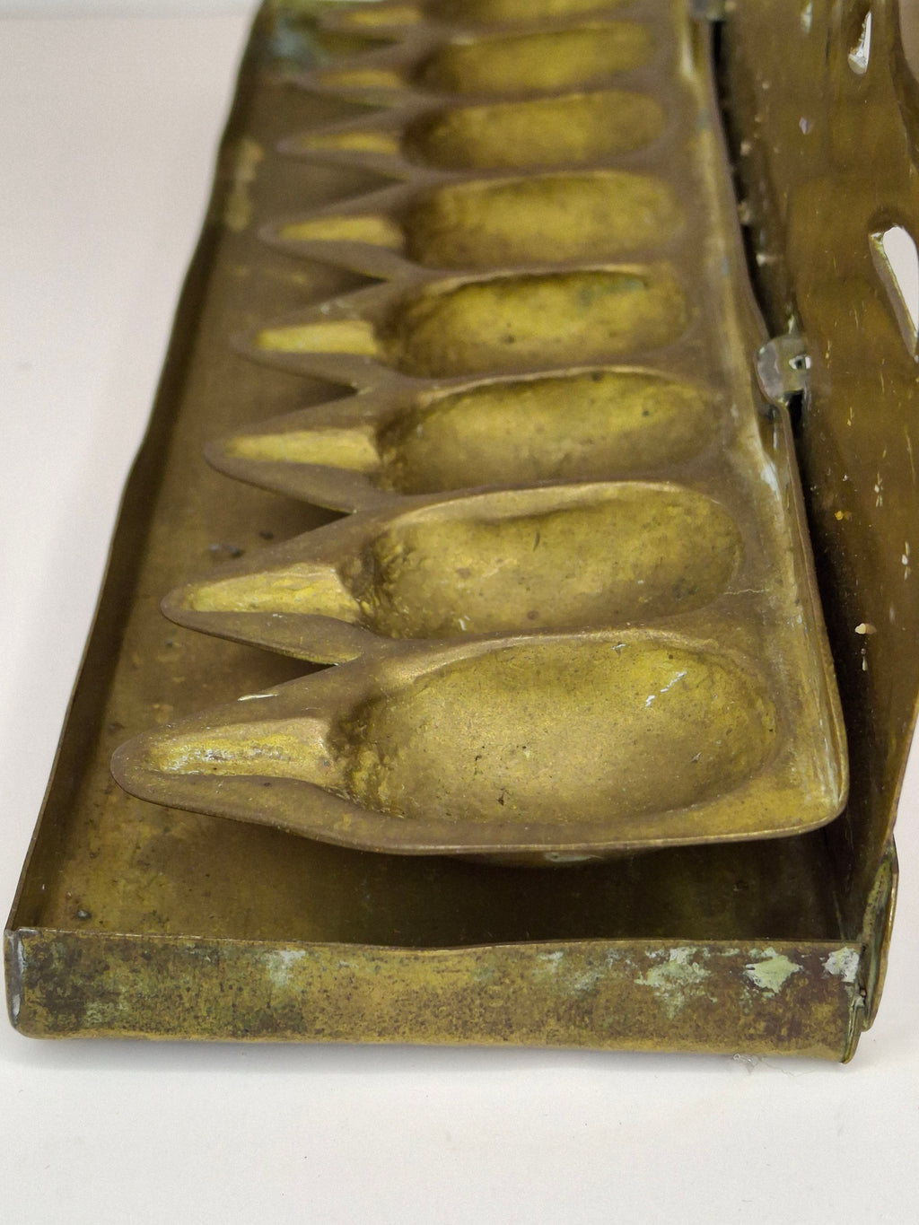 RARE Museum-Quality 18th C. Dutch Brass Hanukkah Menorah Oil Lamp Heart Repoussé Holland 1892 Provenance