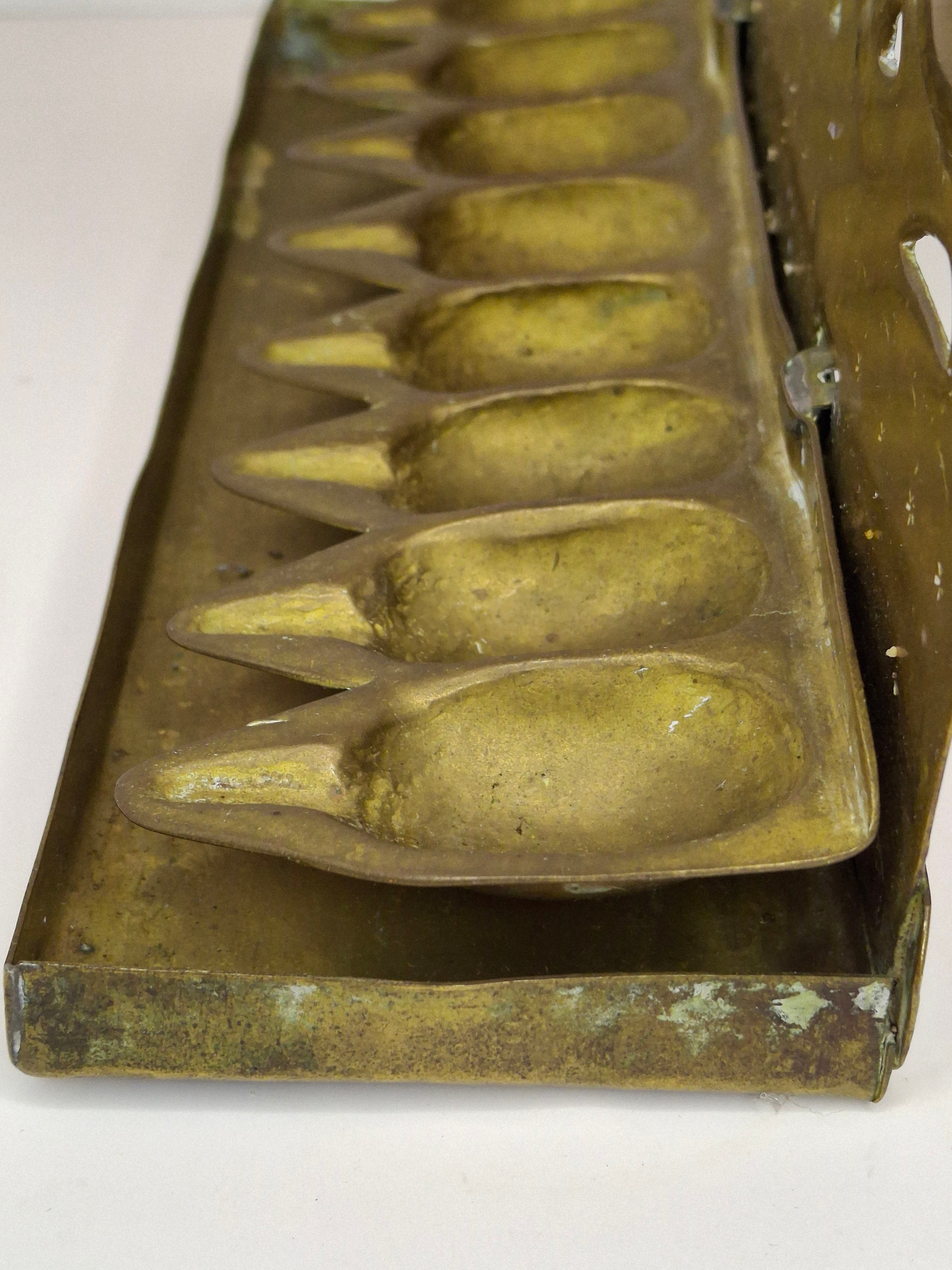 RARE Museum-Quality 18th C. Dutch Brass Hanukkah Menorah Oil Lamp Heart Repoussé Holland 1892 Provenance