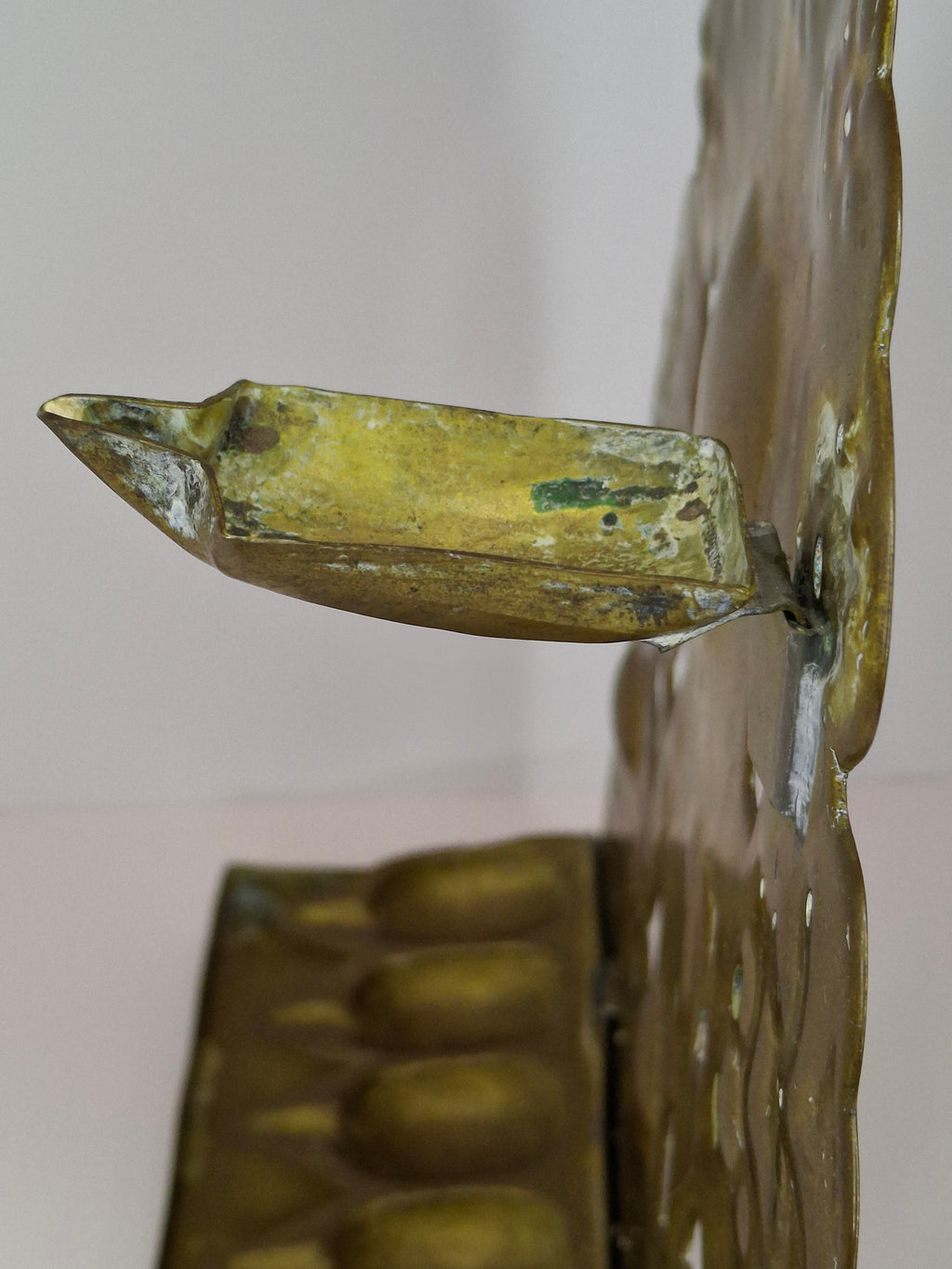 RARE Museum-Quality 18th C. Dutch Brass Hanukkah Menorah Oil Lamp Heart Repoussé Holland 1892 Provenance