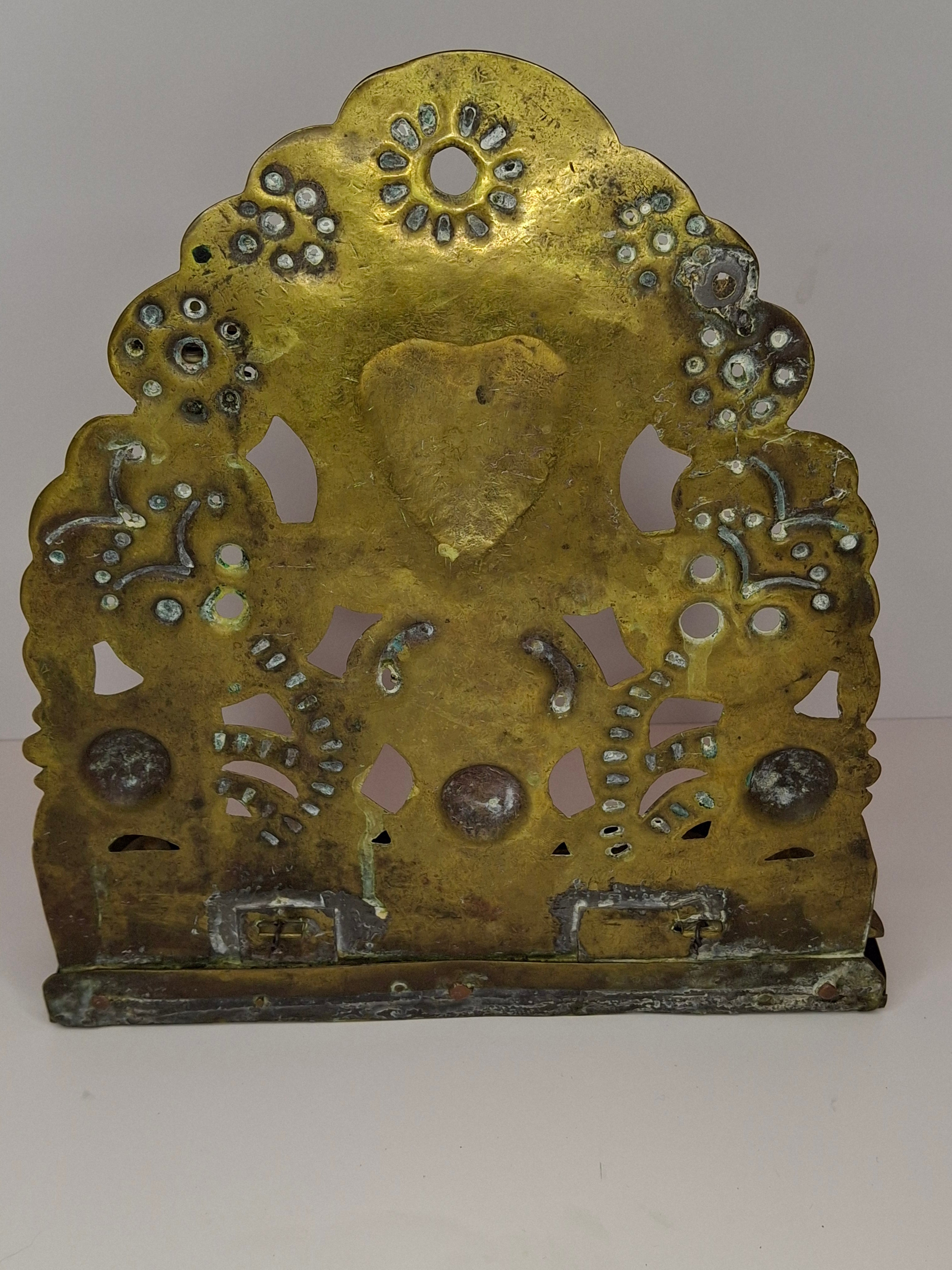 RARE Museum-Quality 18th C. Dutch Brass Hanukkah Menorah Oil Lamp Heart Repoussé Holland 1892 Provenance