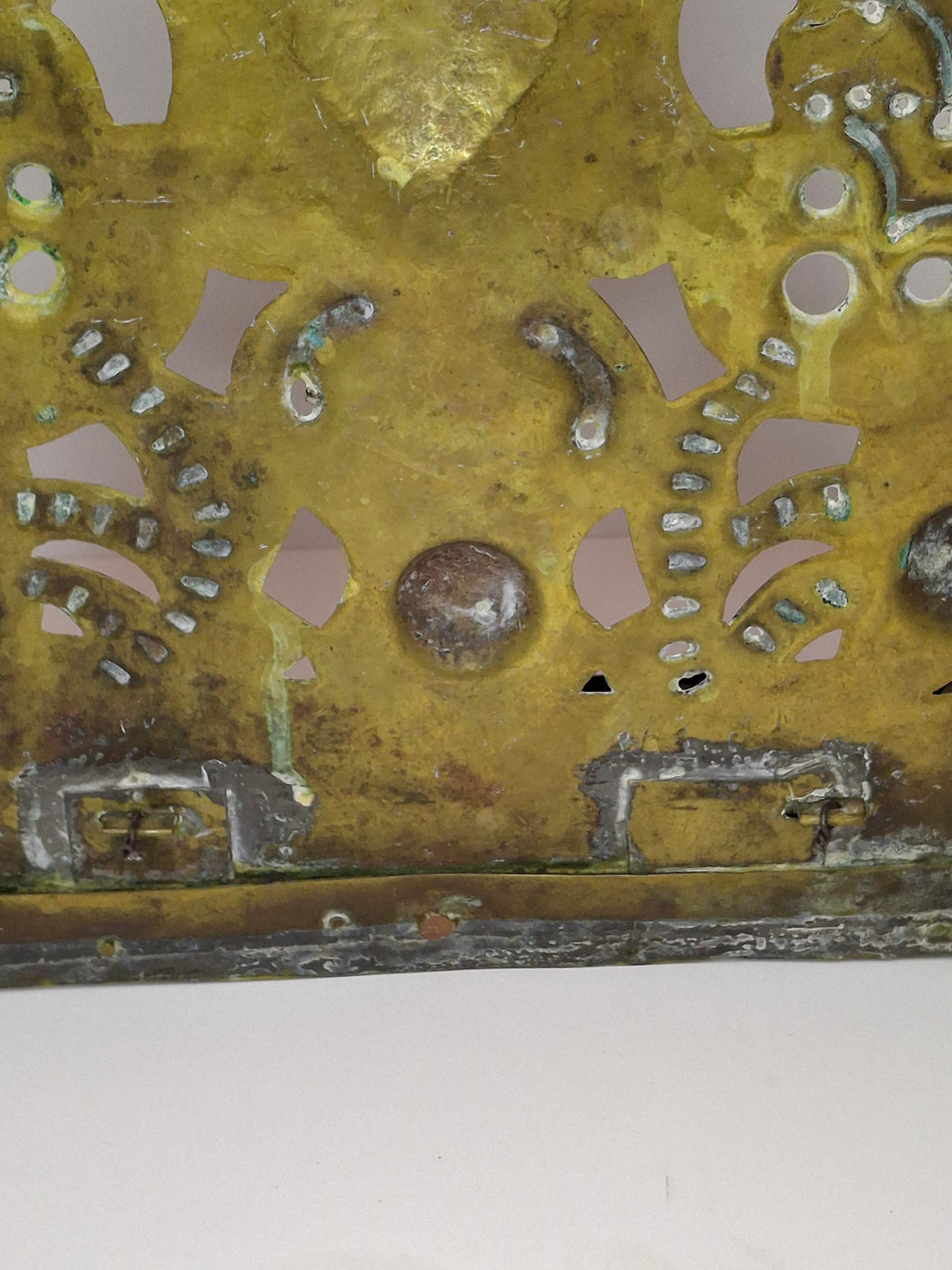 RARE Museum-Quality 18th C. Dutch Brass Hanukkah Menorah Oil Lamp Heart Repoussé Holland 1892 Provenance