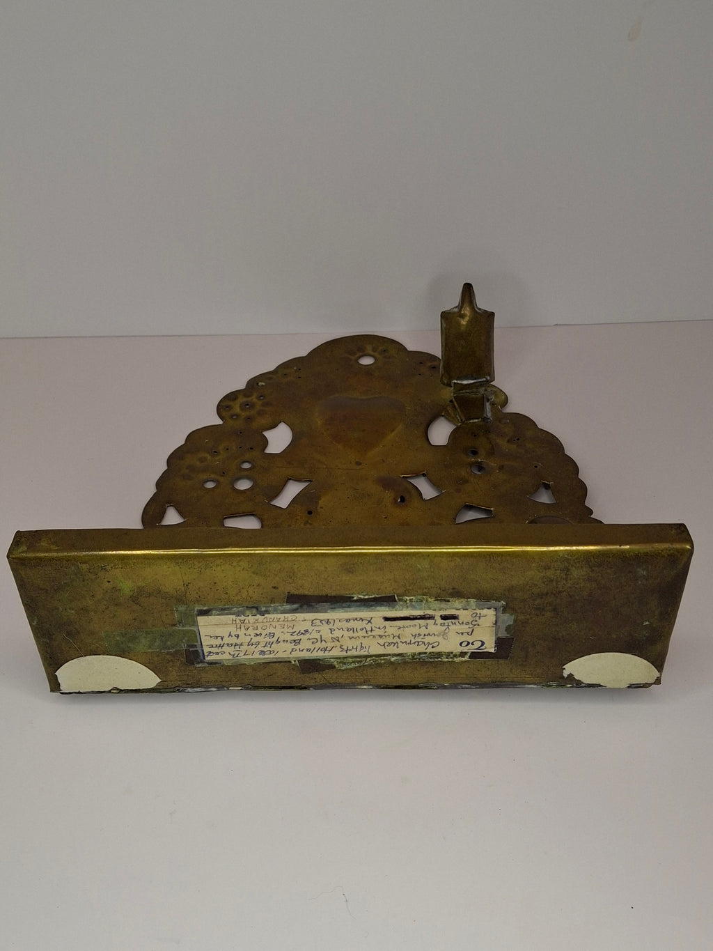 RARE Museum-Quality 18th C. Dutch Brass Hanukkah Menorah Oil Lamp Heart Repoussé Holland 1892 Provenance