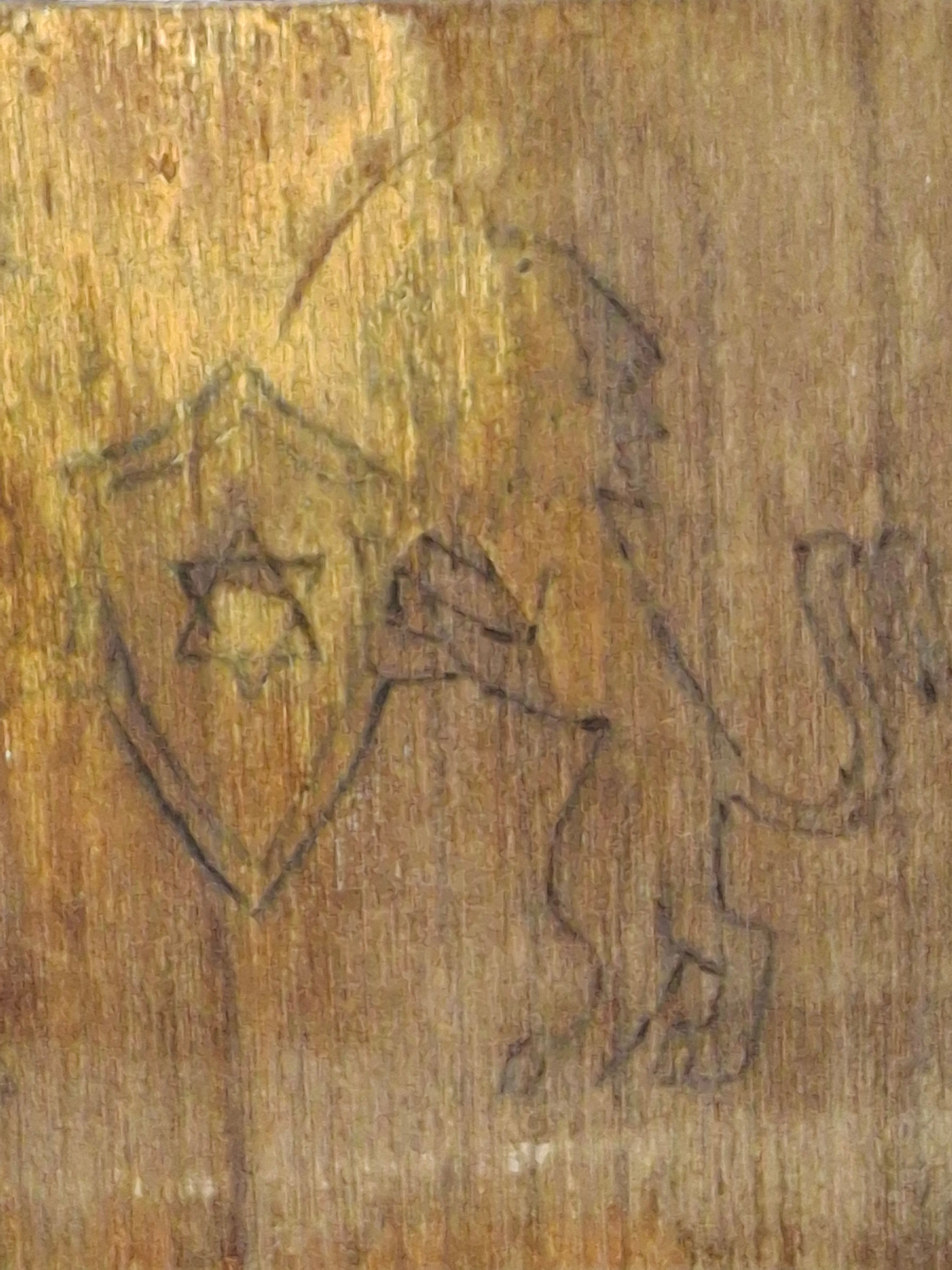 Rare WWII Holocaust Judaica - Wooden Postcard Litzmannstadt Ghetto (Lodz) Poland - Star of David & Lions of Judah - 1940s