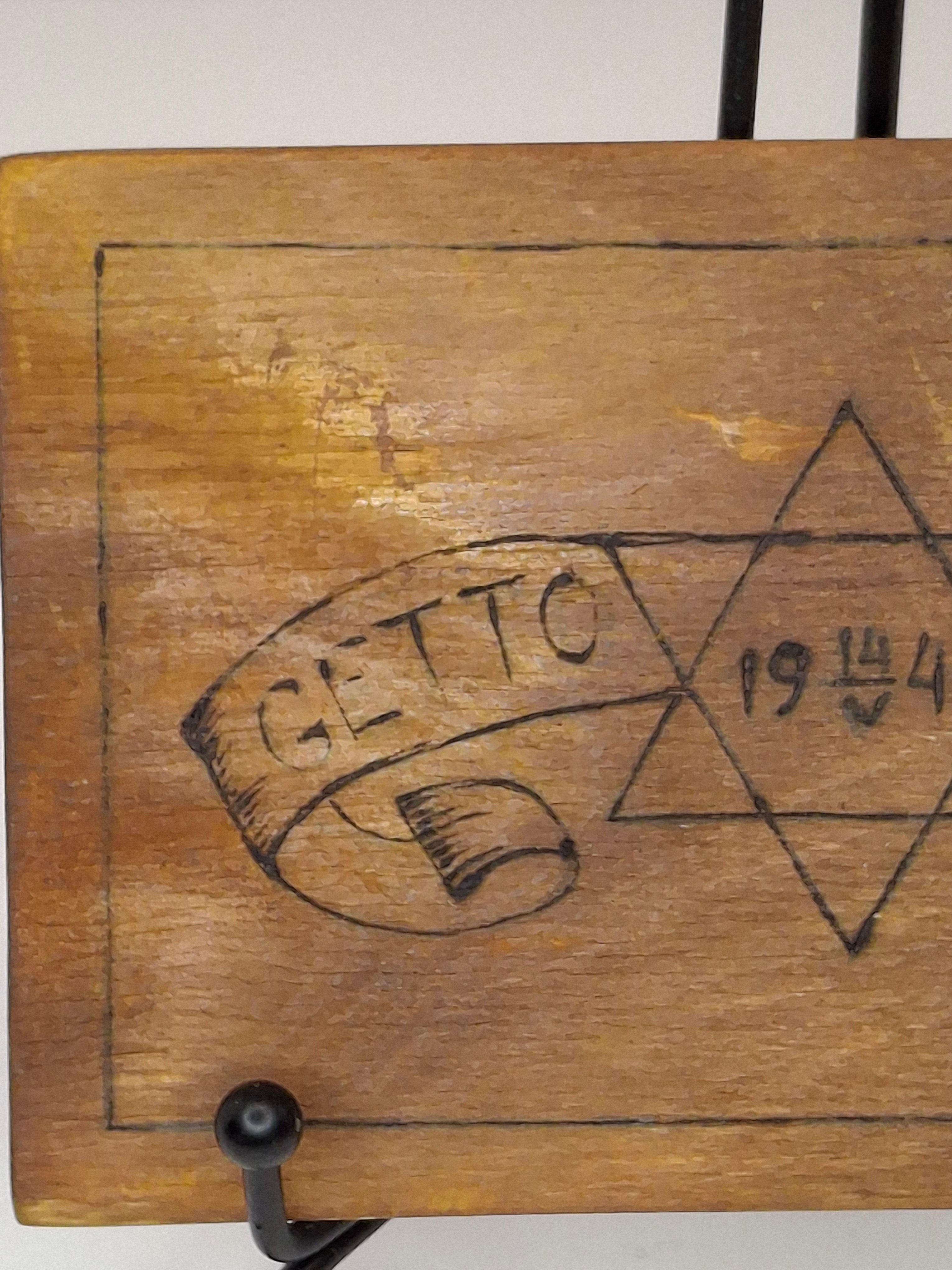 Museum-Quality Ultra-Rare 1941 Lublin Ghetto Hand-Carved Plywood Postcard - WWII Holocaust Judaica - Star of David