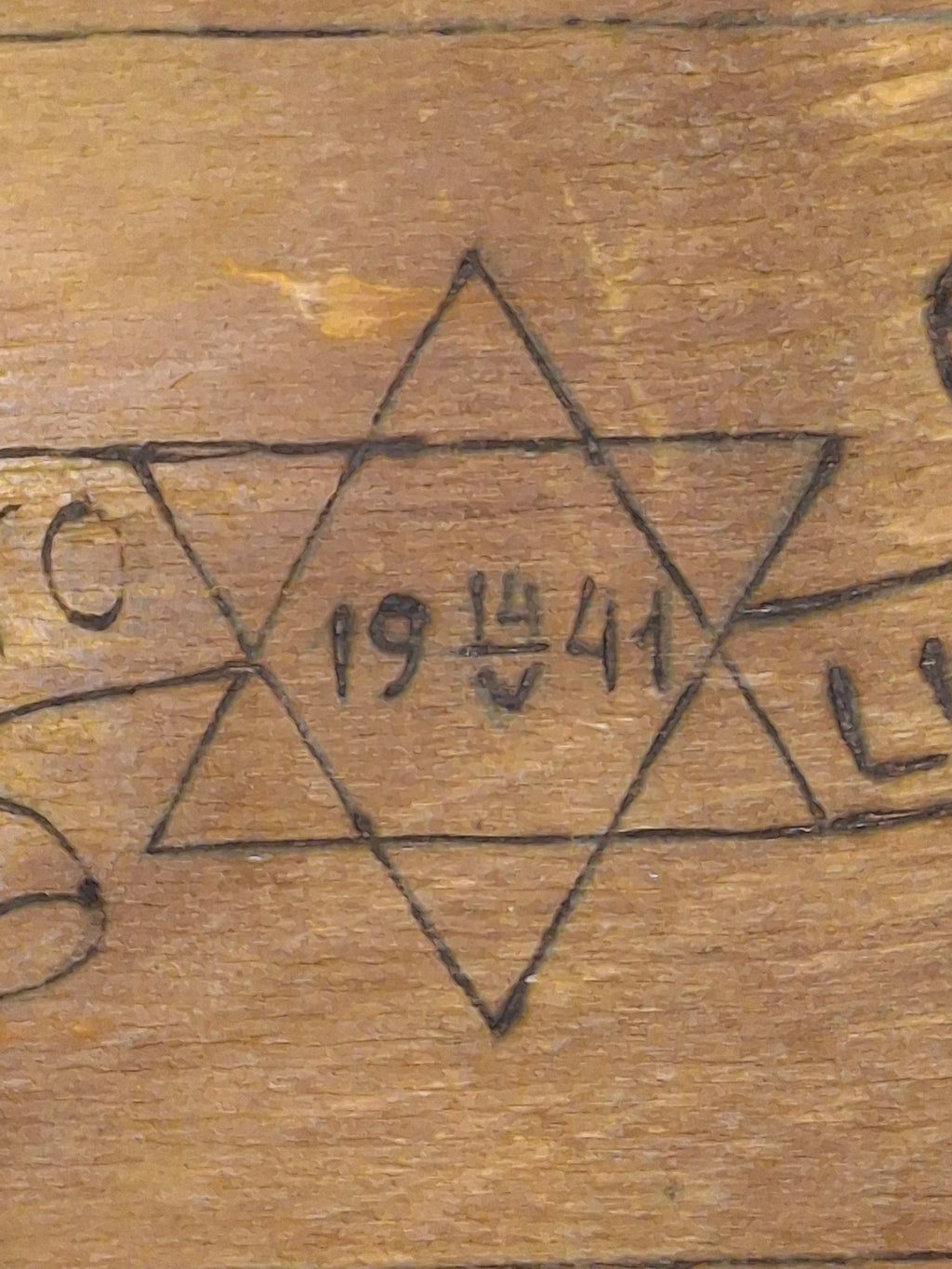 Museum-Quality Ultra-Rare 1941 Lublin Ghetto Hand-Carved Plywood Postcard - WWII Holocaust Judaica - Star of David