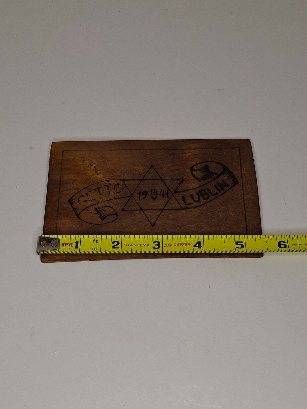 Museum-Quality Ultra-Rare 1941 Lublin Ghetto Hand-Carved Plywood Postcard - WWII Holocaust Judaica - Star of David