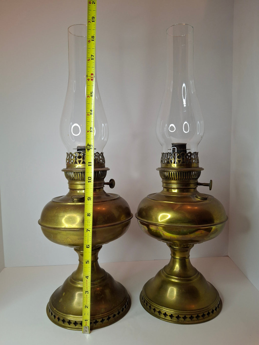 Pair of Antique Brass Rayo Center Draft Kerosene Table Lamps – Bradley & Hubbard / Standard Oil, c. 1905-1920