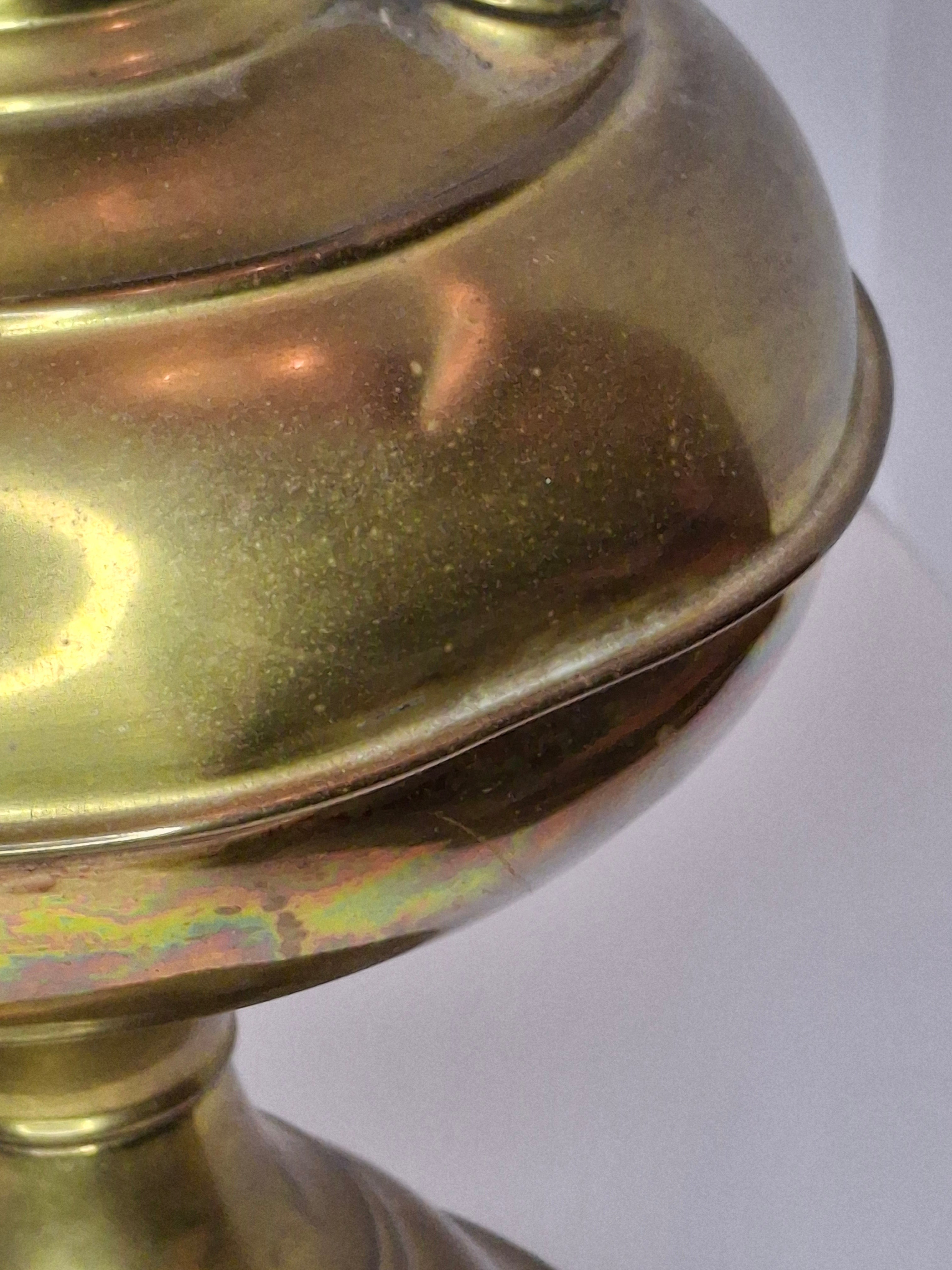 Pair of Antique Brass Rayo Center Draft Kerosene Table Lamps – Bradley & Hubbard / Standard Oil, c. 1905-1920