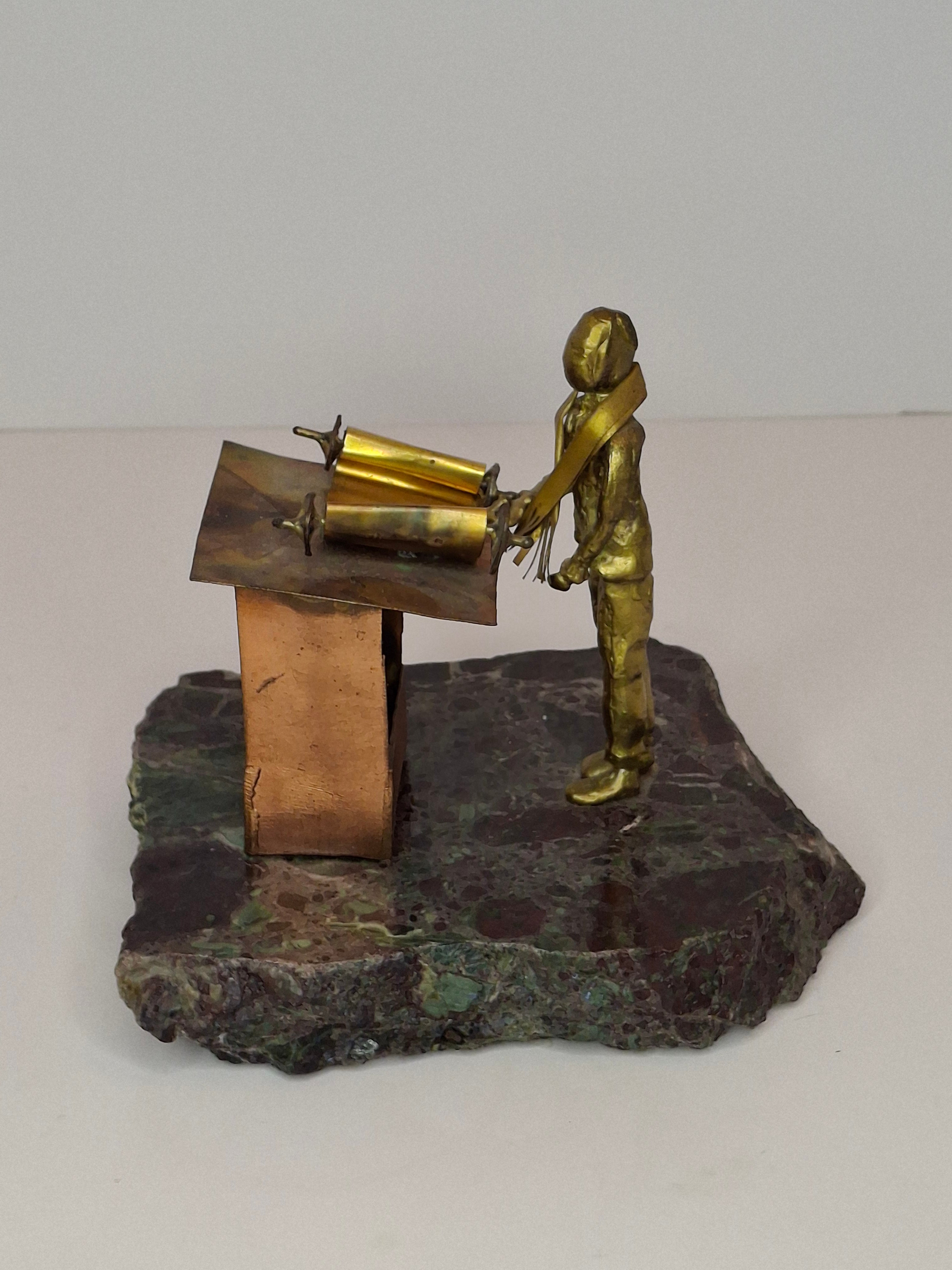 Vintage Gary Rosenthal Bar Mitzvah Sculpture Torah Reader - Mixed Metal Ltd Ed 199/500