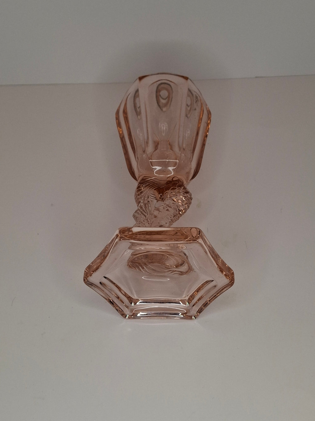 Vintage Pink Depression Glass Dolphin Oil Lamp - Sandwich Style Koi Fish 10"