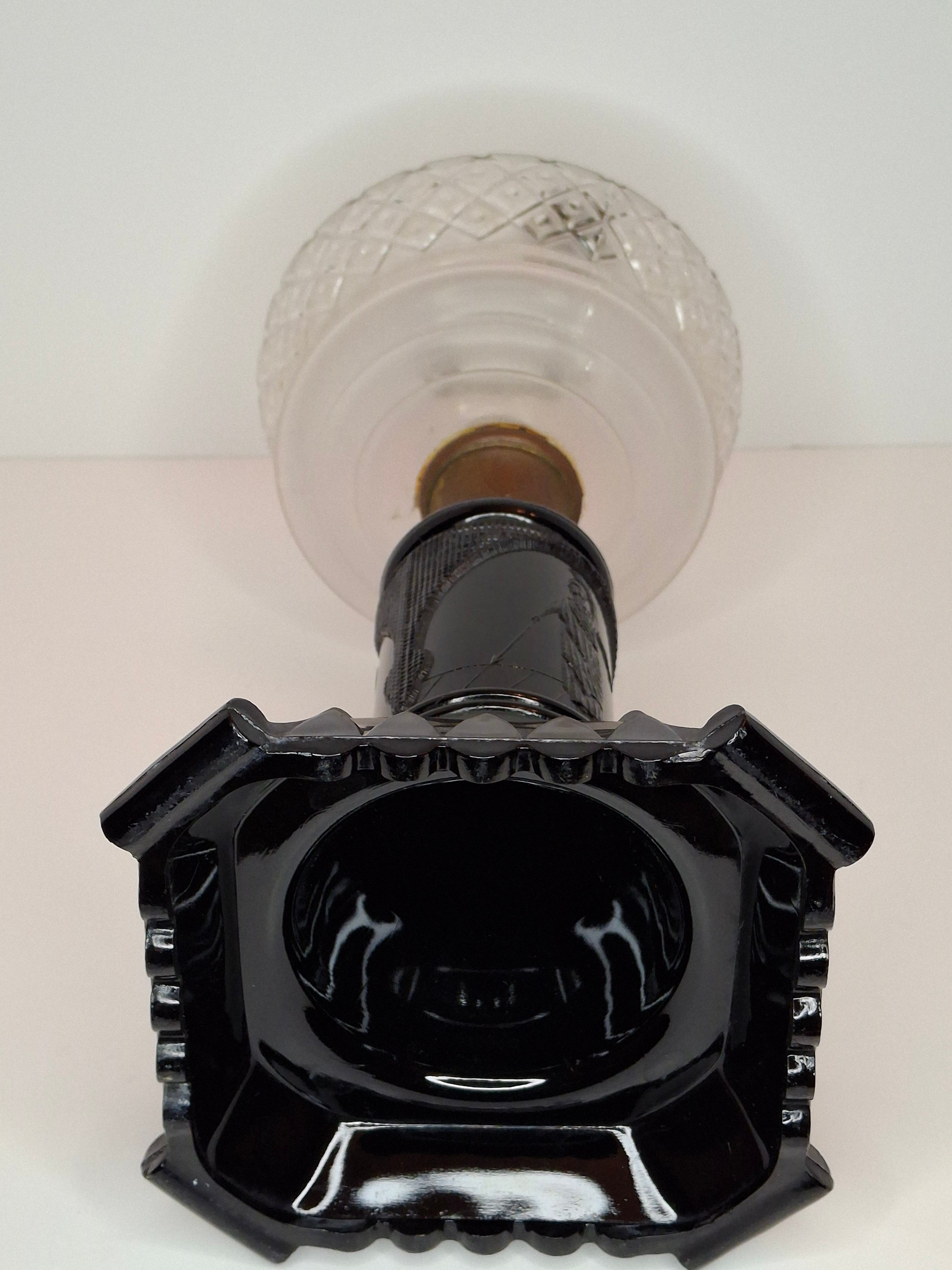 Antique EAPG Adams & Co Minerva Stem Kerosene Stand Lamp Diamond & Dot Font 1880s