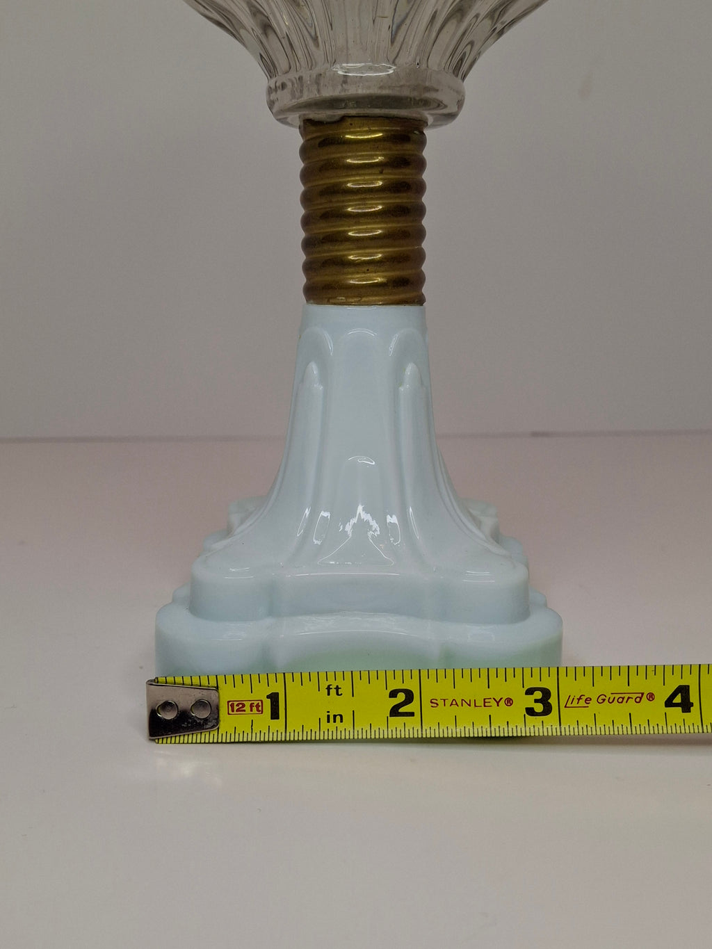 Antique Victorian Oil Lamp Blue Milk Glass Gestler Collection P&A Banner Burner