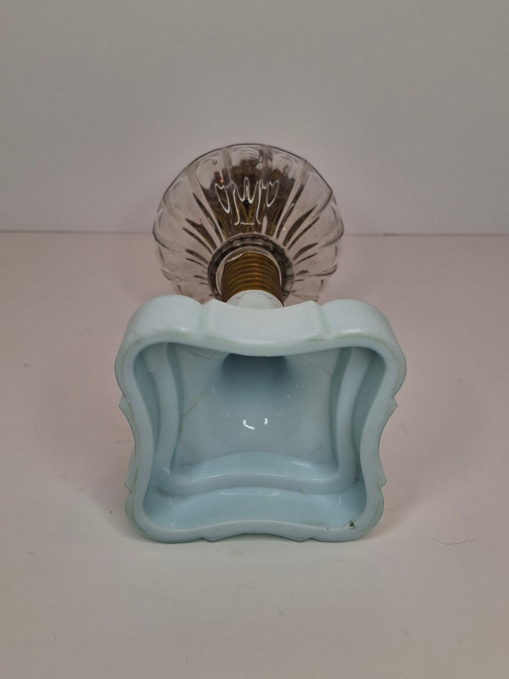 Antique Victorian Oil Lamp Blue Milk Glass Gestler Collection P&A Banner Burner