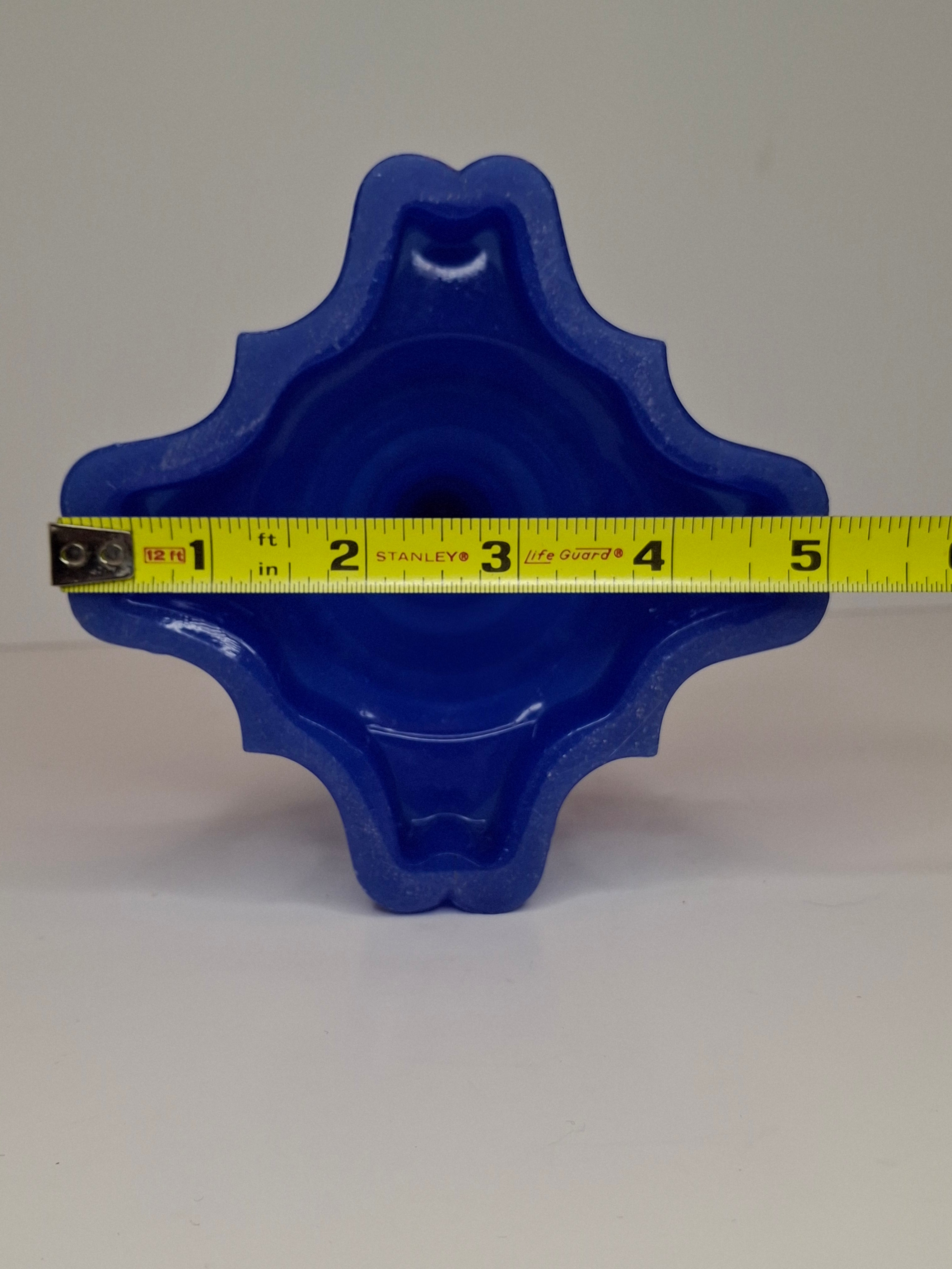 Antique Moon and Star Glass Oil Lamp | Opaque Violet-Blue Baroque Base | c. 1870s