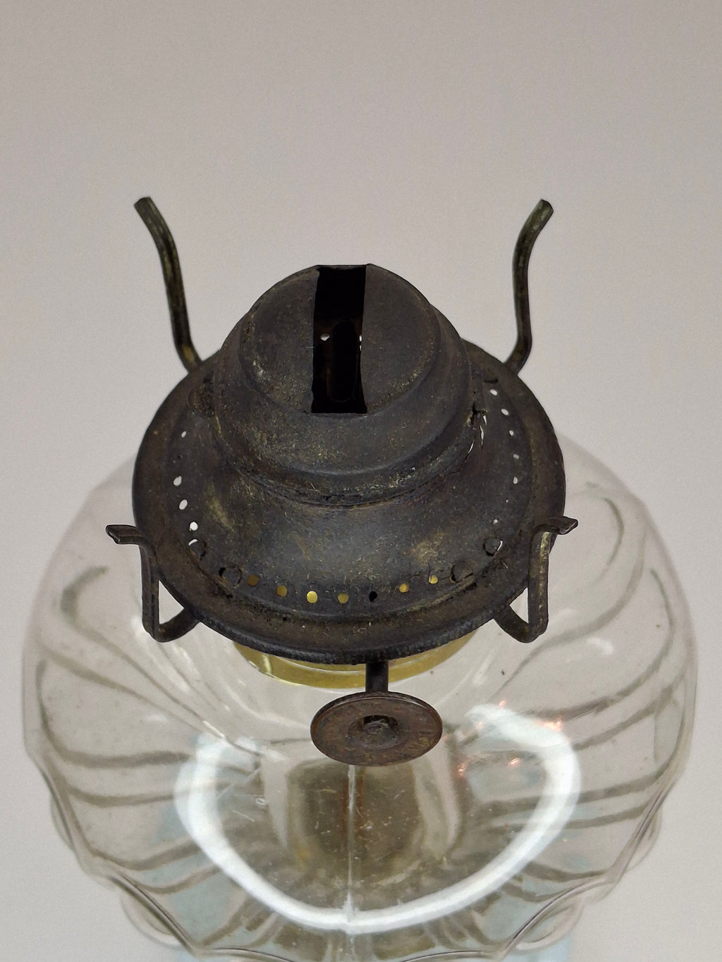 Antique Victorian Oil Lamp Blue Milk Glass Gestler Collection P&A Banner Burner