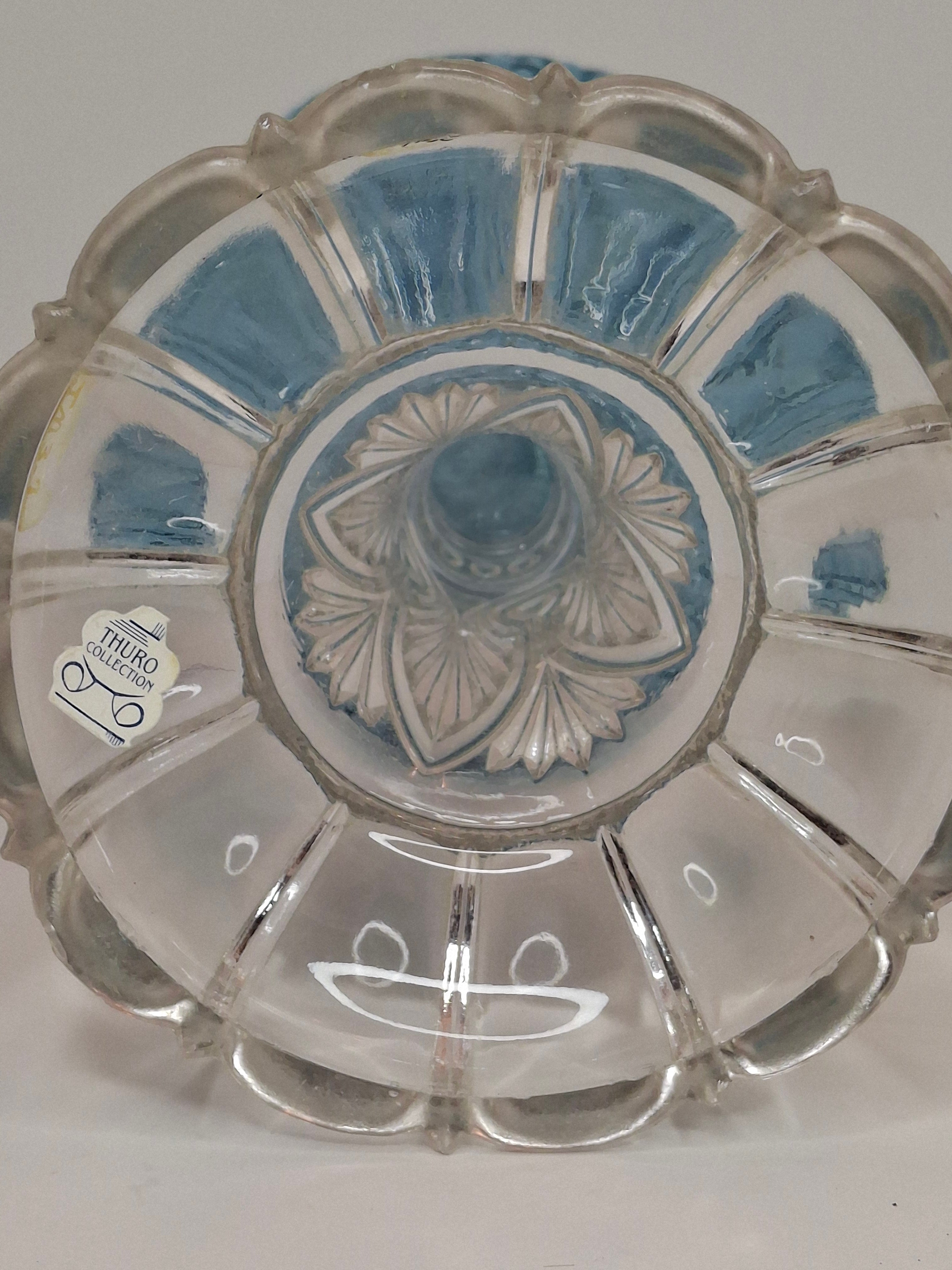 Rare Thuro Collection Sheldon Swirl Opalescent Kerosene Oil Lamp Blue Reverse