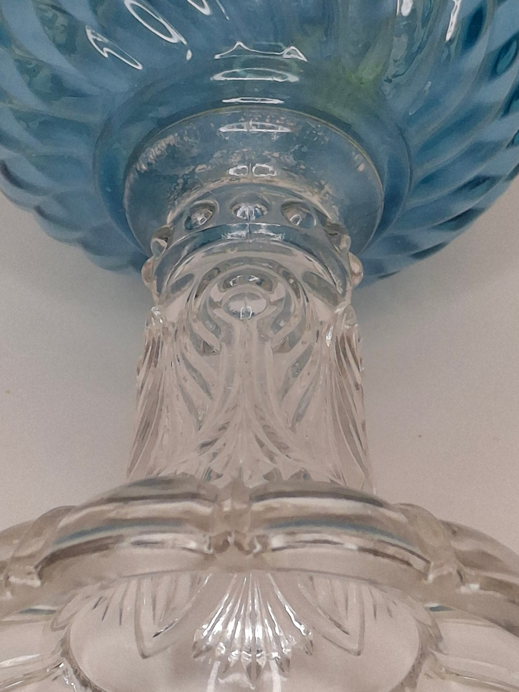 Rare Thuro Collection Sheldon Swirl Opalescent Kerosene Oil Lamp Blue Reverse