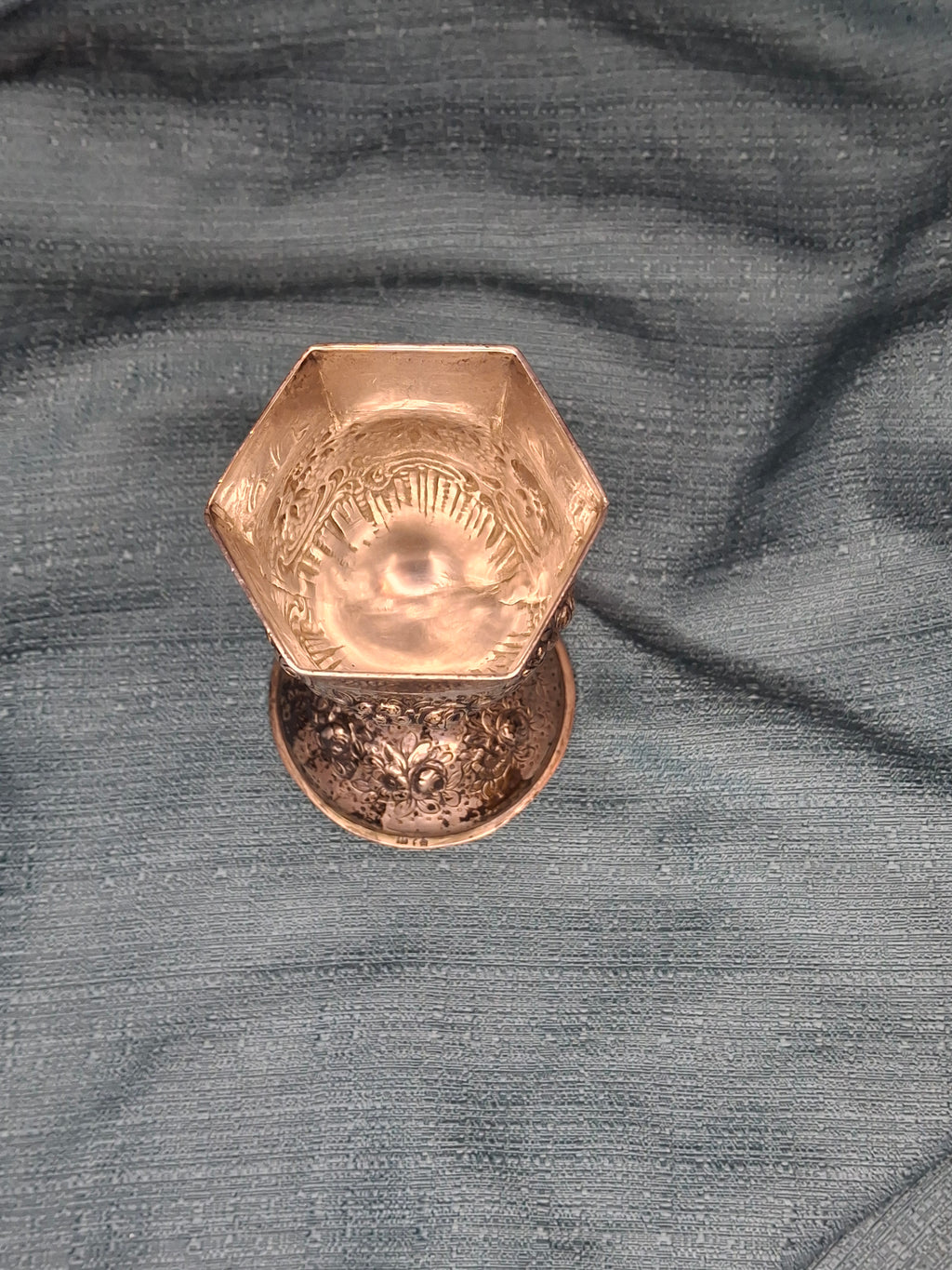 Antique German 800 Silver Kiddush Cup c. 1890 Repoussé Floral Hebrew Inscription 158g