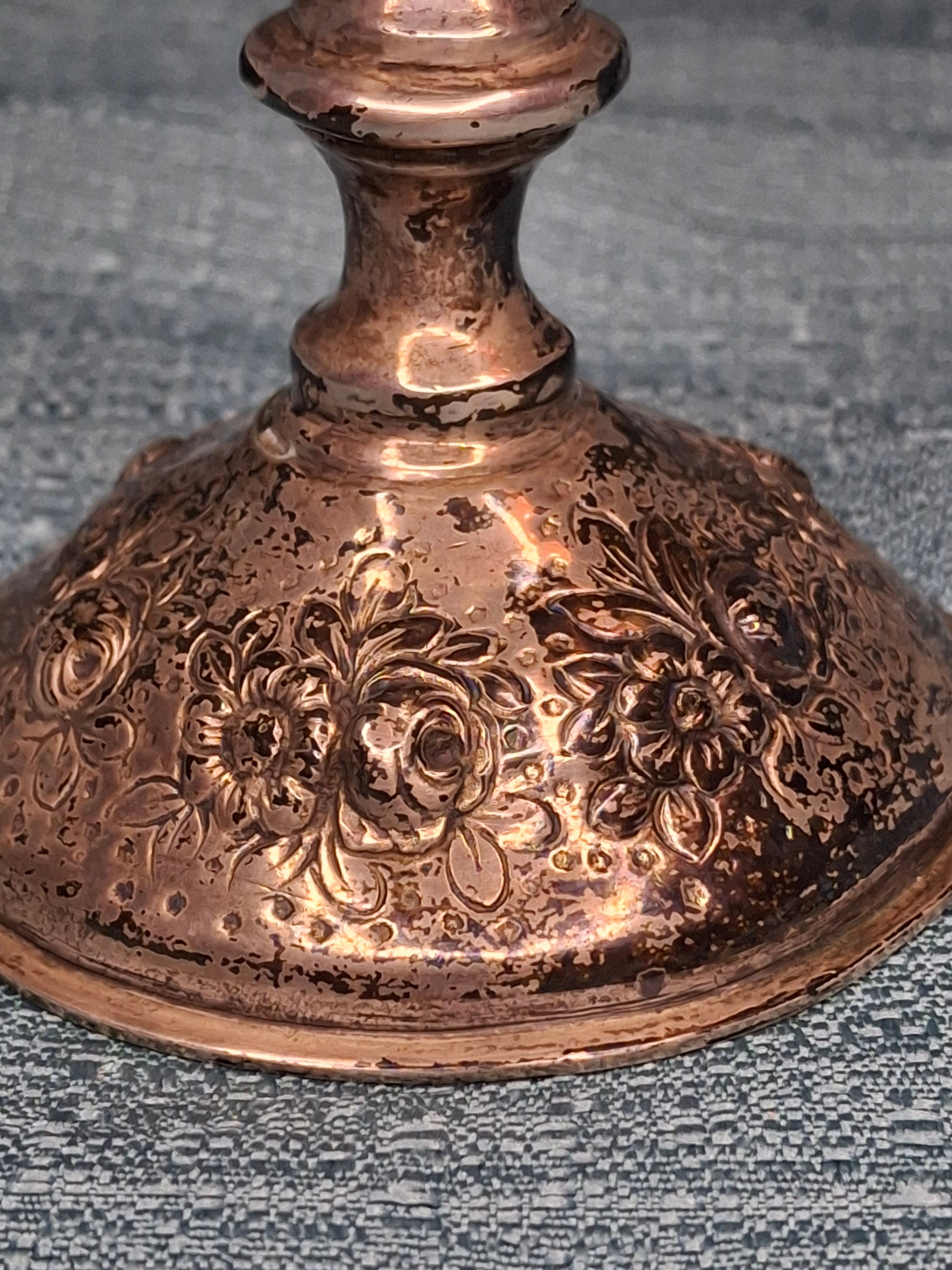 Antique German 800 Silver Kiddush Cup c. 1890 Repoussé Floral Hebrew Inscription 158g