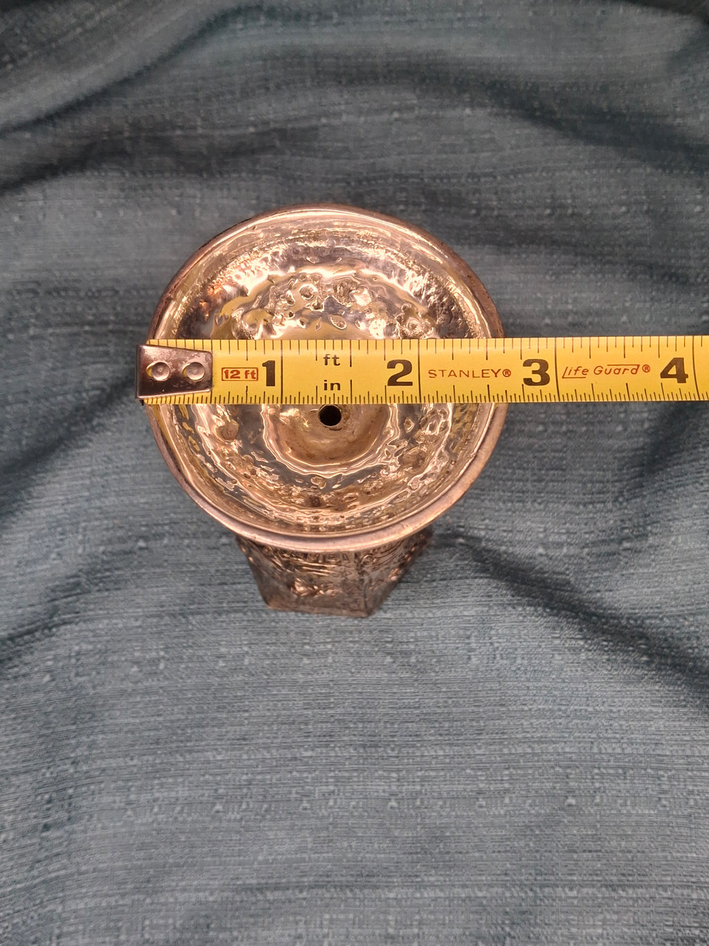 Antique German 800 Silver Kiddush Cup c. 1890 Repoussé Floral Hebrew Inscription 158g